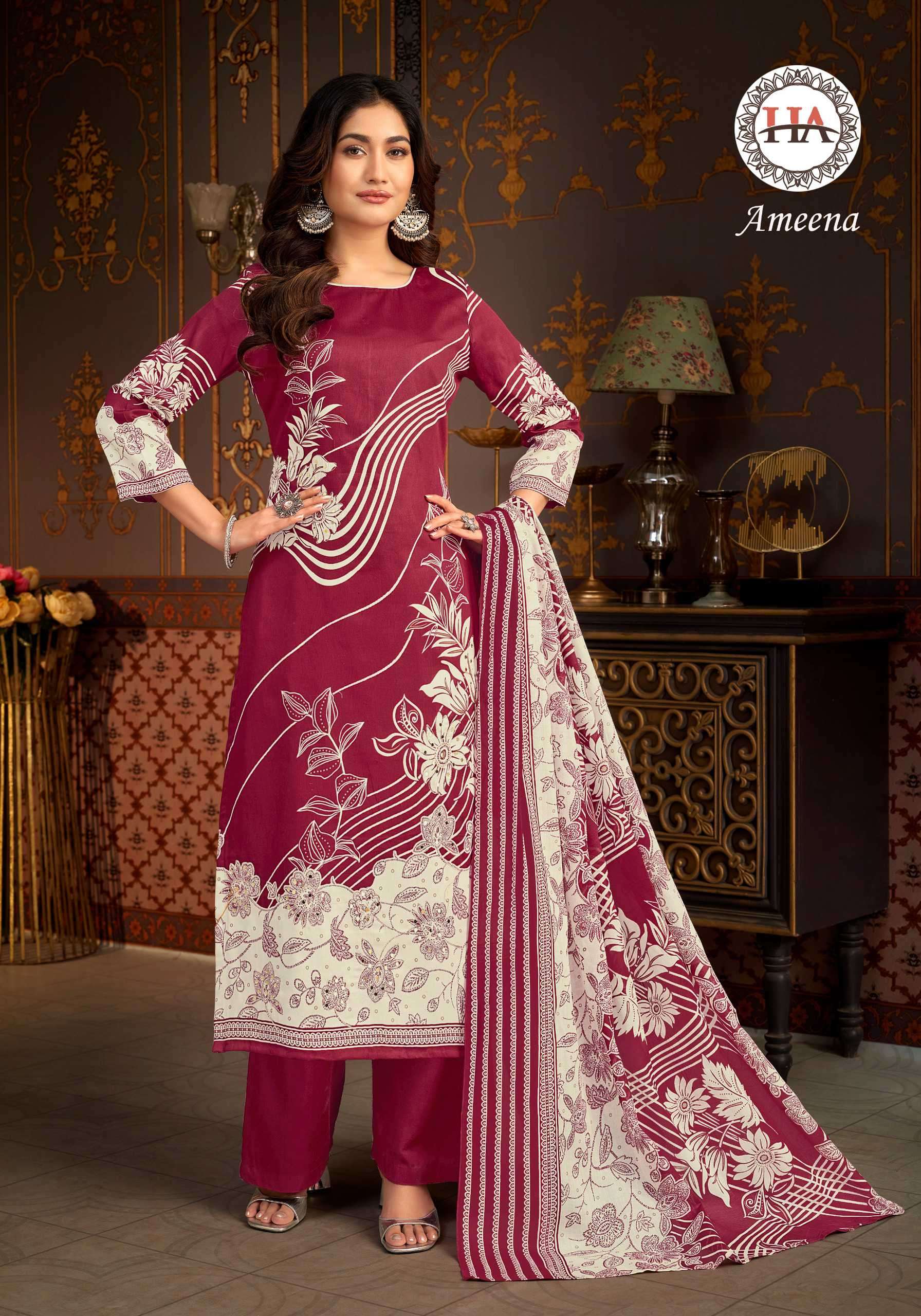 ameena by harshit fashion colors festival wear designer handwork with digital printed suit supplier 