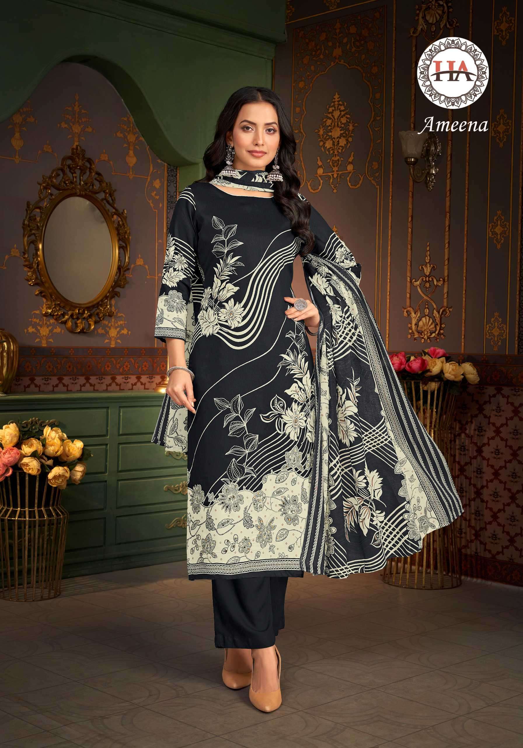 ameena by harshit fashion colors festival wear designer handwork with digital printed suit supplier 