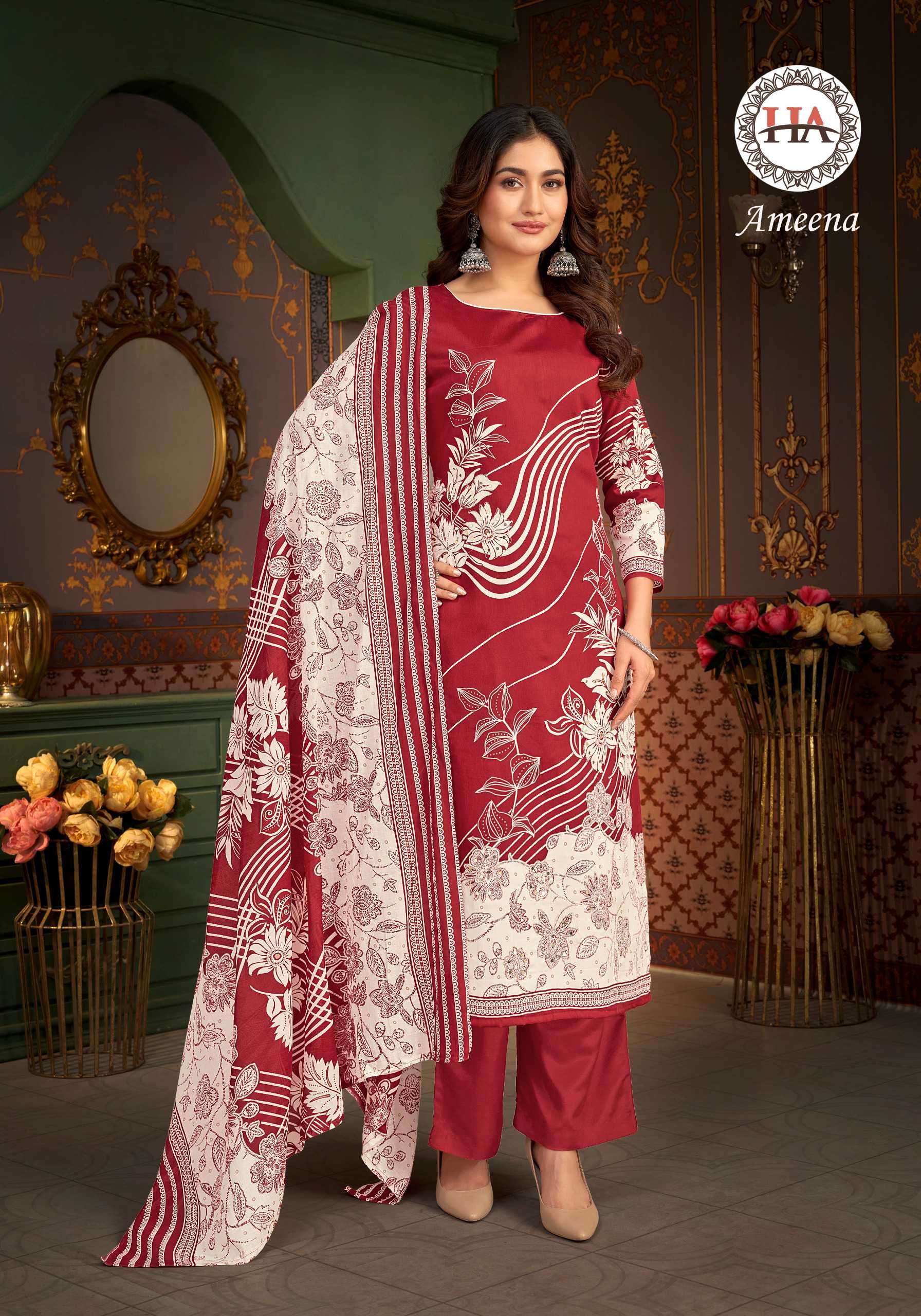 ameena by harshit fashion colors festival wear designer handwork with digital printed suit supplier 