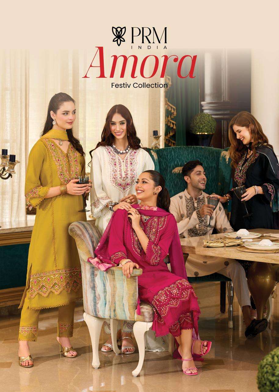 amoro by prm trendz colors fancy embroidered party wear readymade suit supplier 