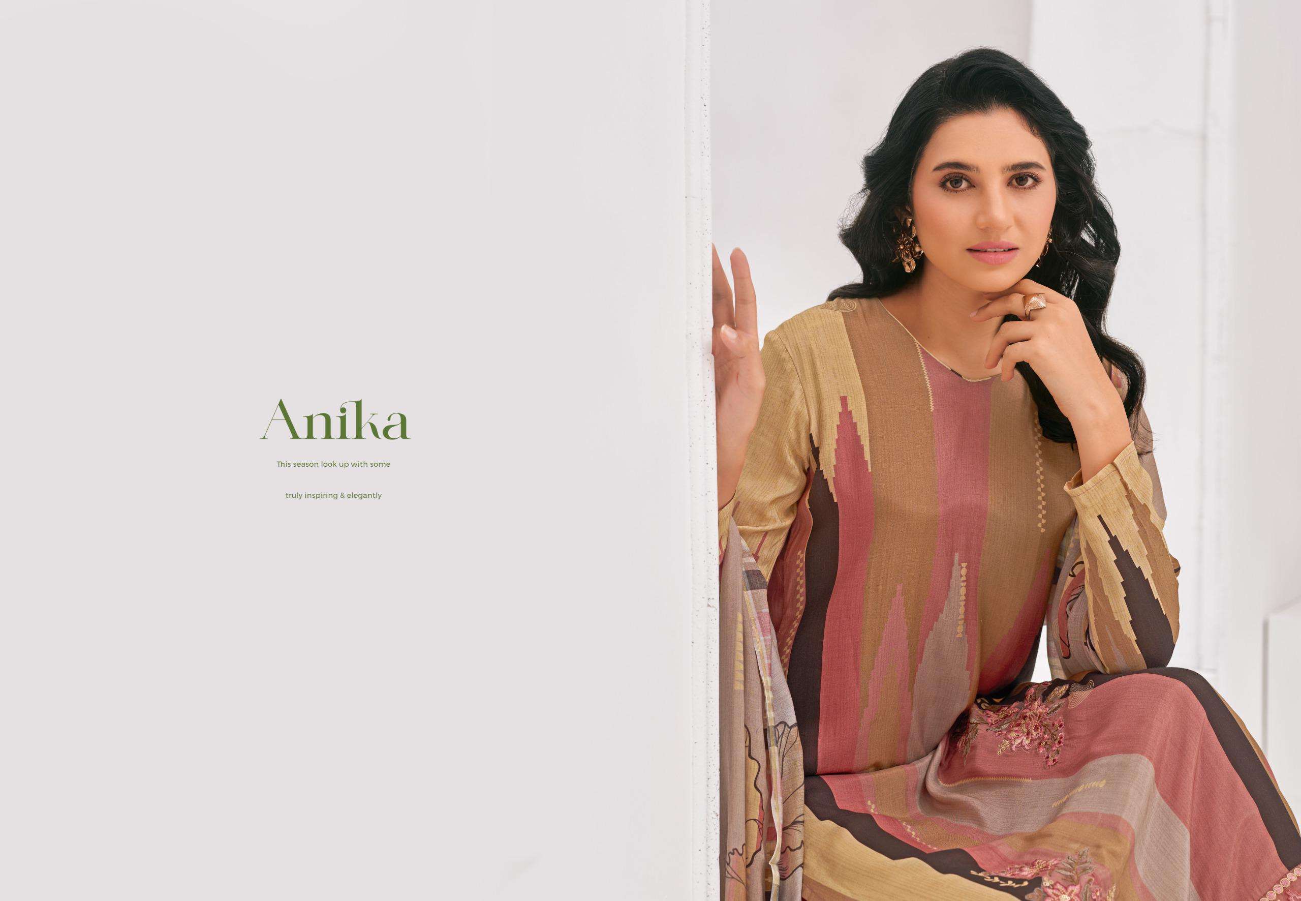 anika by glossy 8194 colors viscose muslin designer suit wholesaler surat