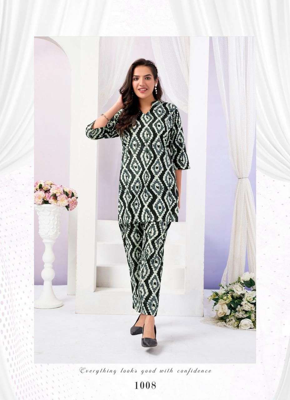 crazy vol-1 by sk 1001-1010 series casual wear cotton printed readymade cord set supplier 