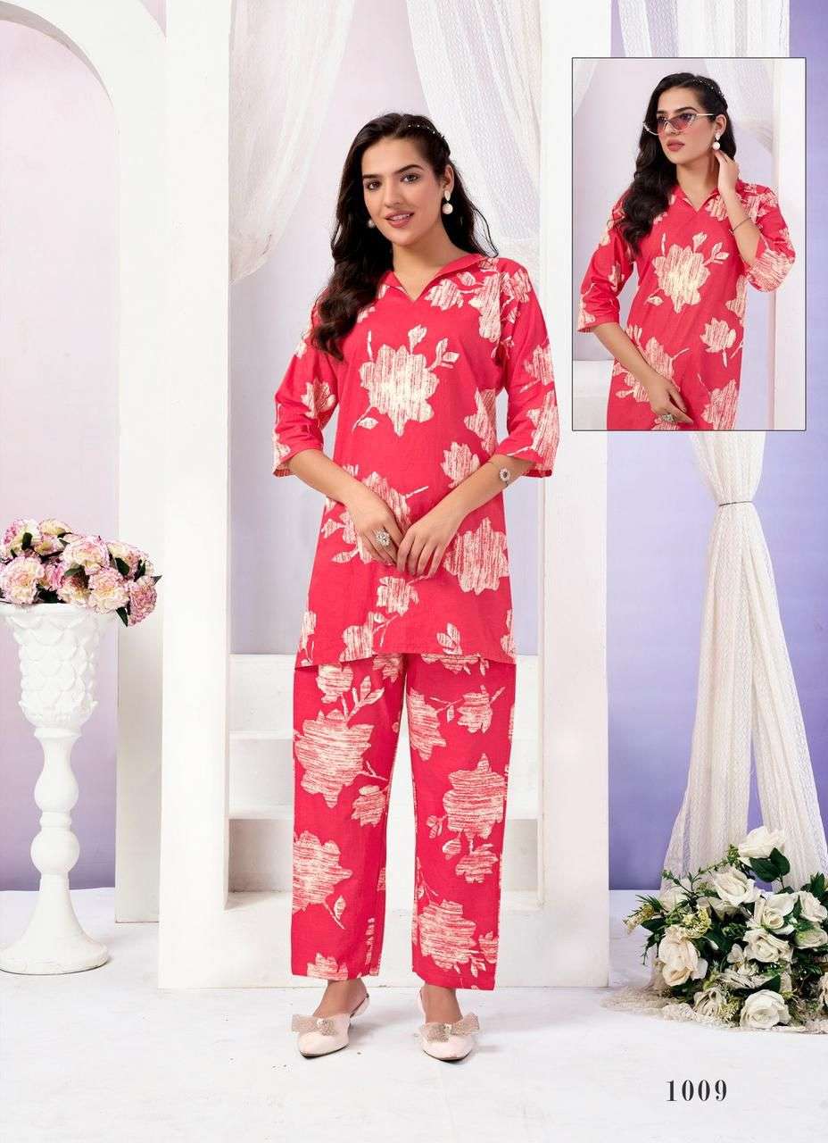 crazy vol-1 by sk 1001-1010 series casual wear cotton printed readymade cord set supplier 