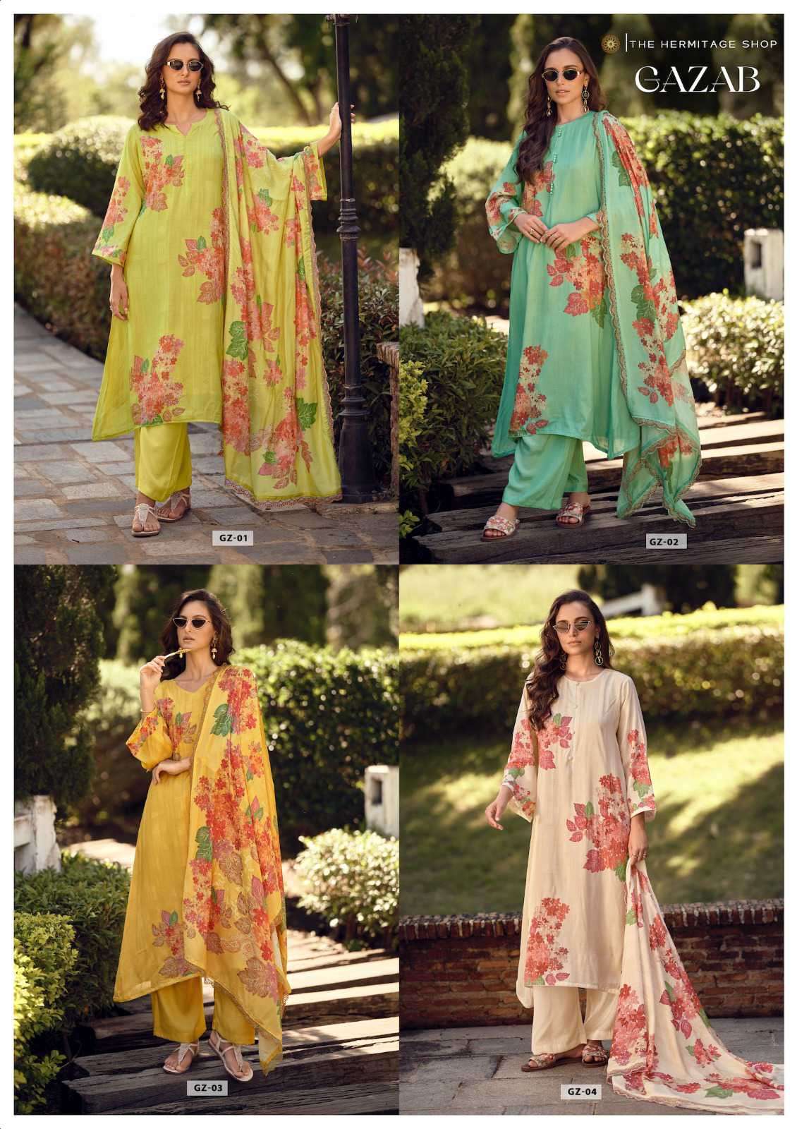 gazab by hermitage latest designer digital print with handwork salwar suit wholesaler 