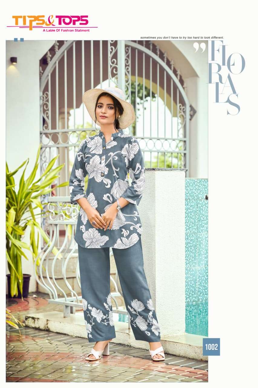instagirl by tips&tops 1001-1006 series rayon designer readymadecord set wholesaler surat
