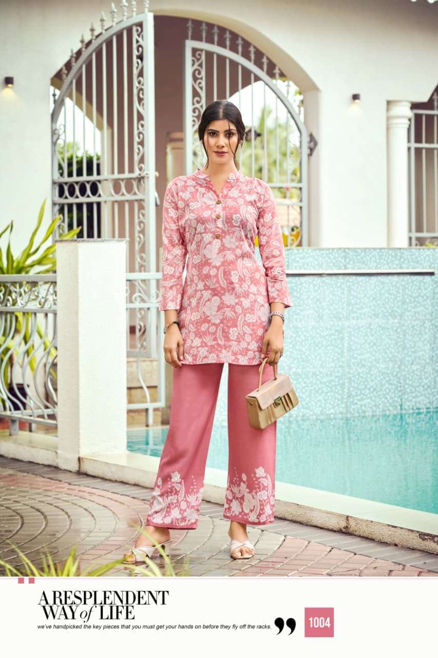 instagirl by tips&tops 1001-1006 series rayon designer readymadecord set wholesaler surat