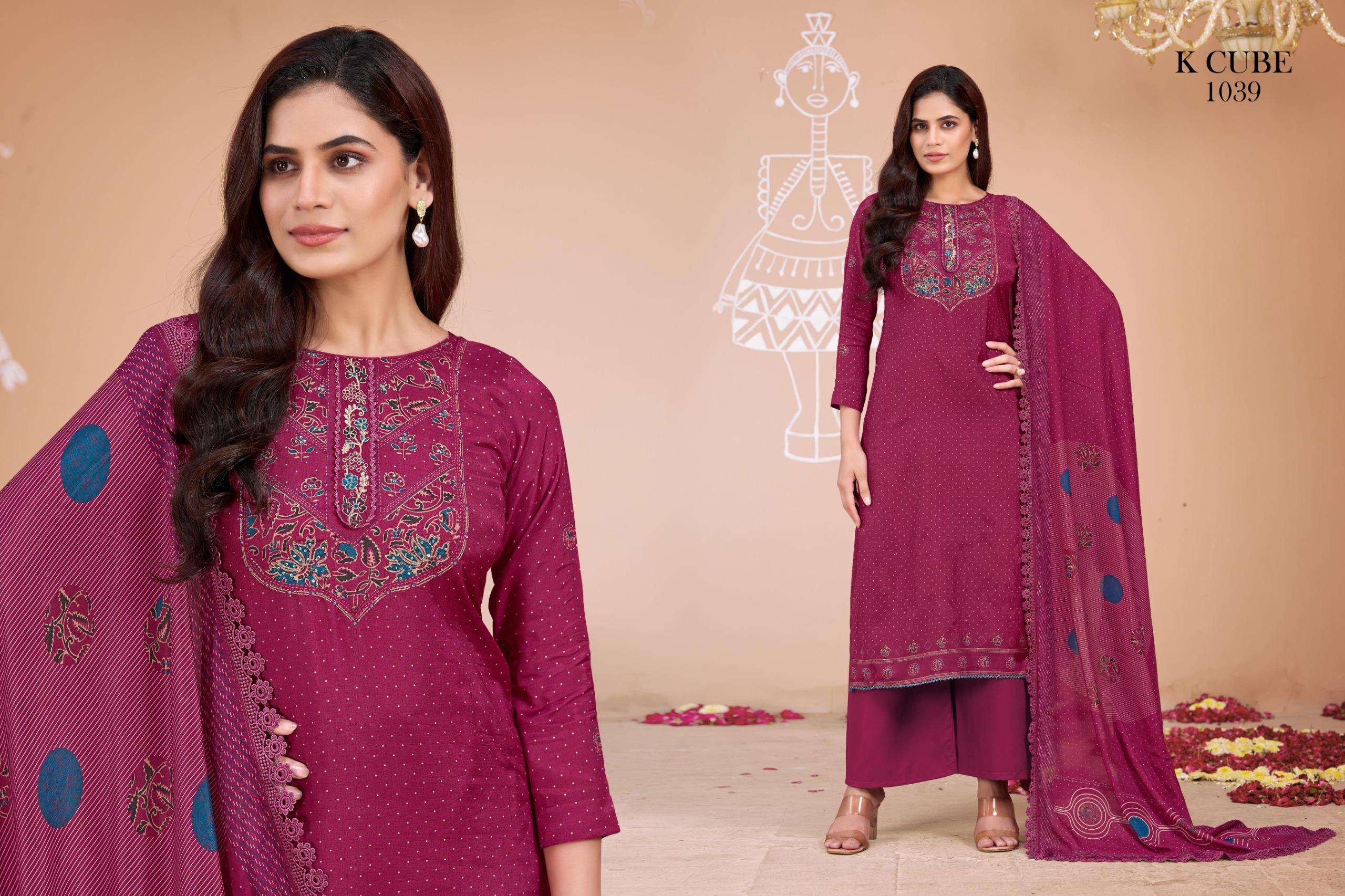 jasleen by k cube 1039 colors muslin digital printed suit wholoesaler surat