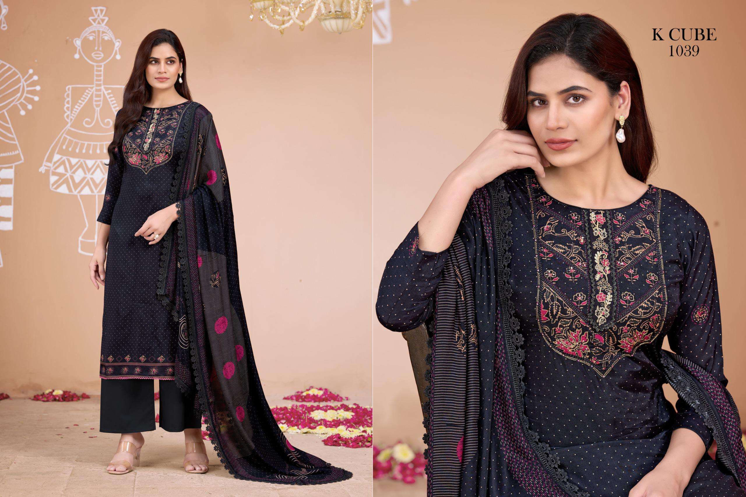 jasleen by k cube 1039 colors muslin digital printed suit wholoesaler surat