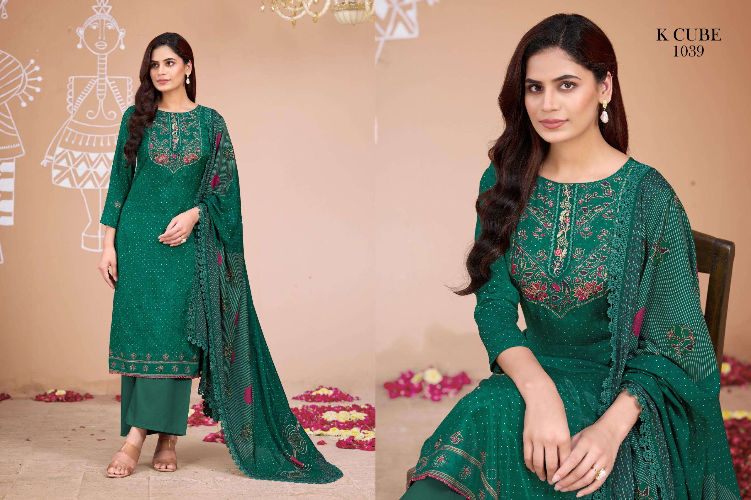 jasleen by k cube 1039 colors muslin digital printed suit wholoesaler surat