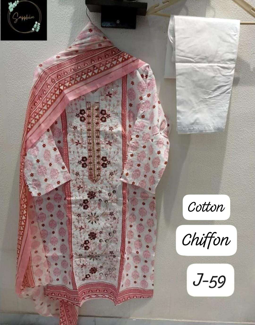 jazmin vol-59 by sapphire colors self embroidered lawn cotton suit wholesaler surat