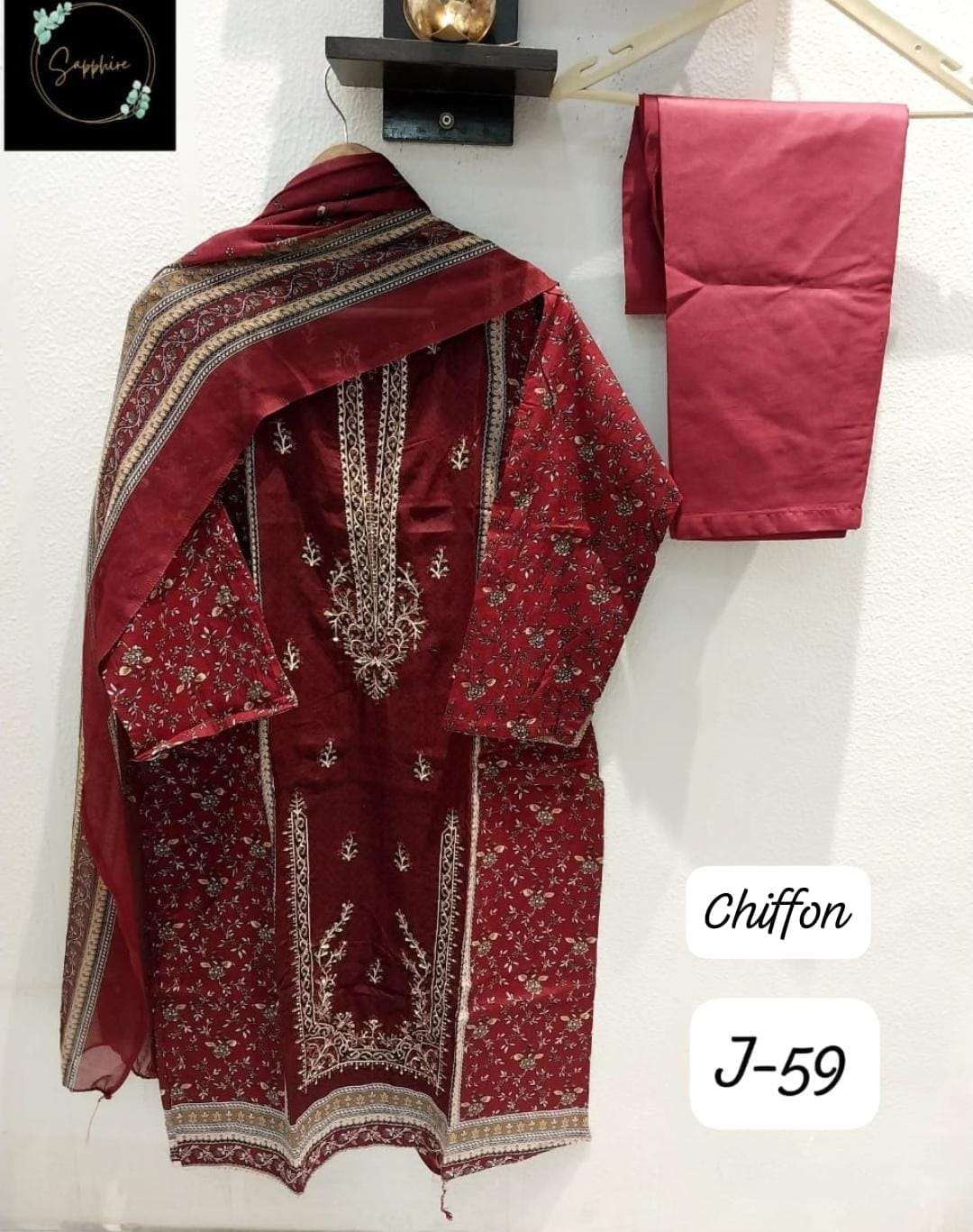 jazmin vol-59 by sapphire colors self embroidered lawn cotton suit wholesaler surat