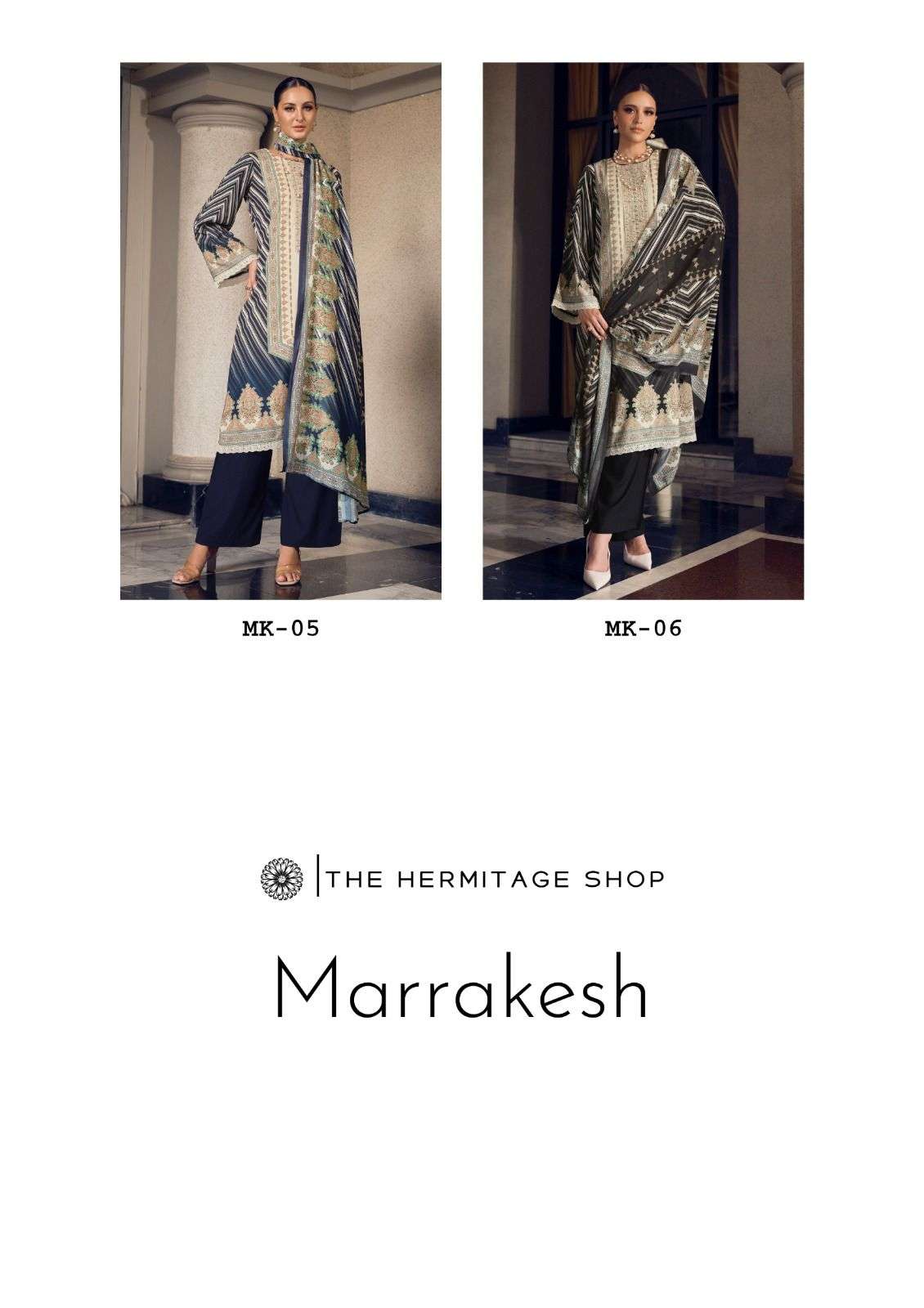 marrakesh by hermitage latest designer jam satin embroidered suit wholesaler surat
