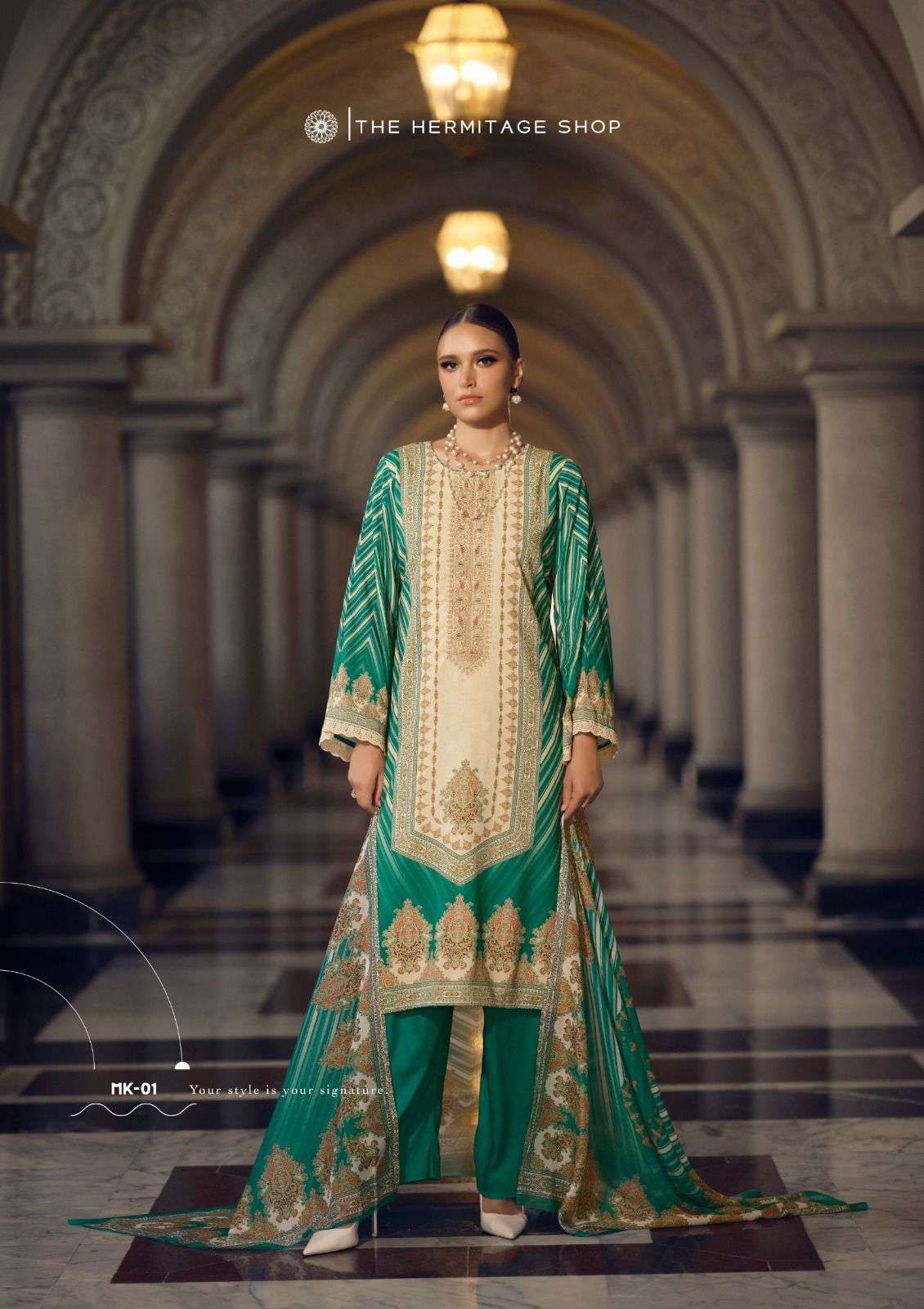 marrakesh by hermitage latest designer jam satin embroidered suit wholesaler surat