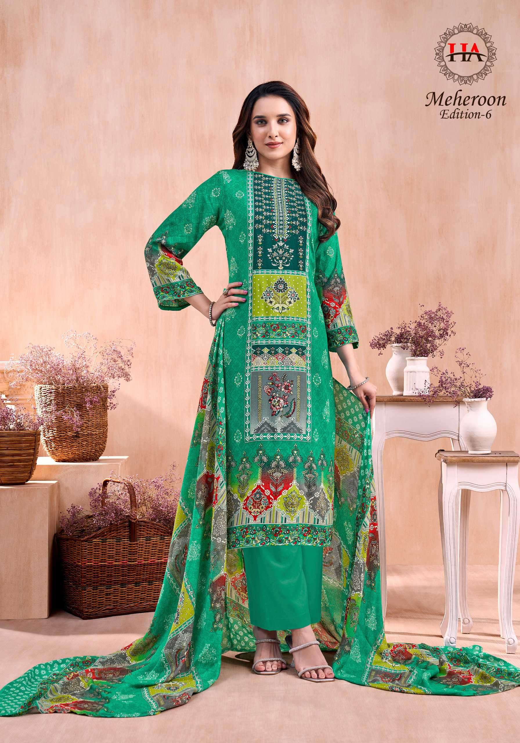 meheroon vol-6 by harshit fashion colors latest designer party wear salwar suit supplier 