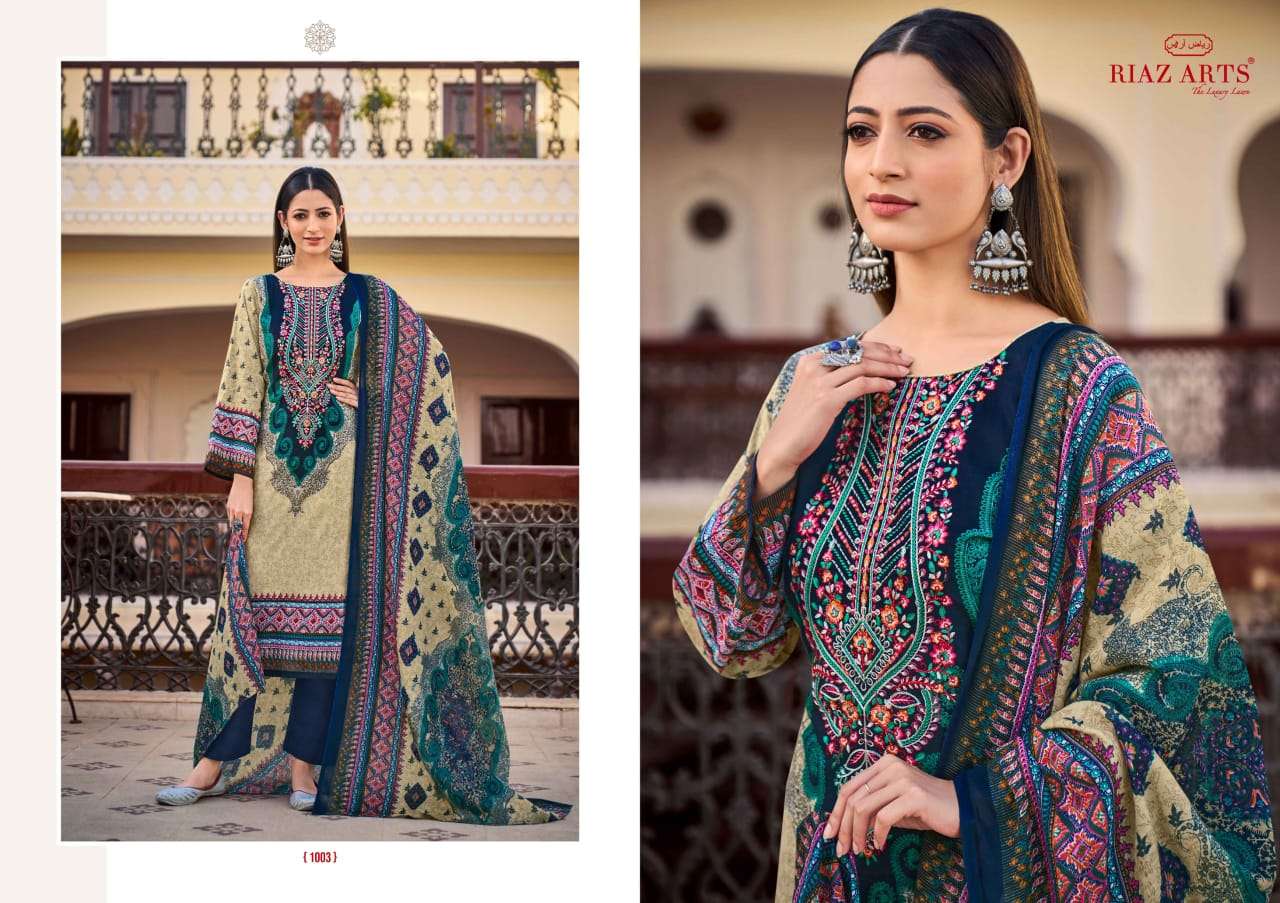 musafir vol-29 by riaz arts colors cotton digital print wtih heavy self embroidered salwar suit supplier 