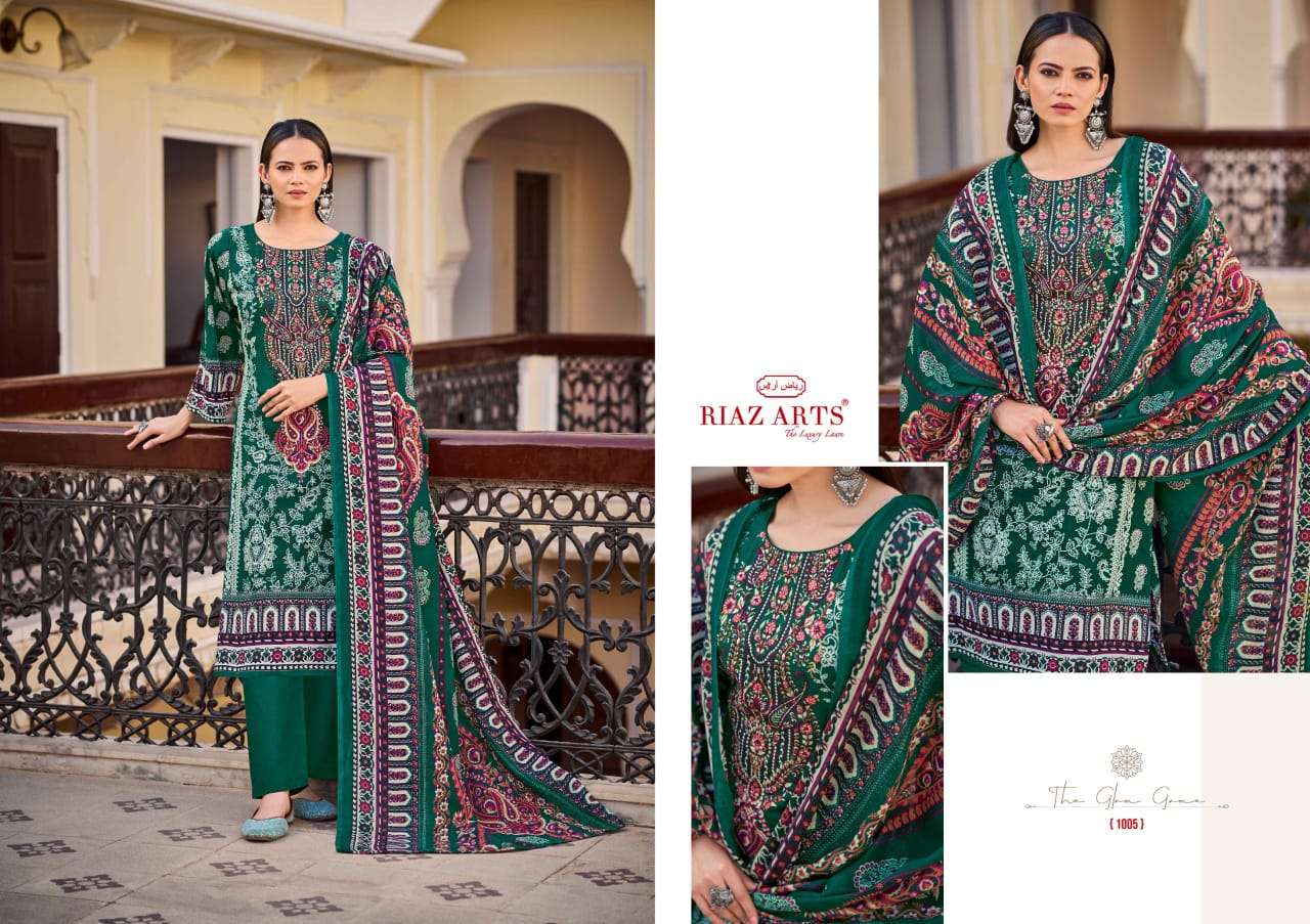 musafir vol-29 by riaz arts colors cotton digital print wtih heavy self embroidered salwar suit supplier 