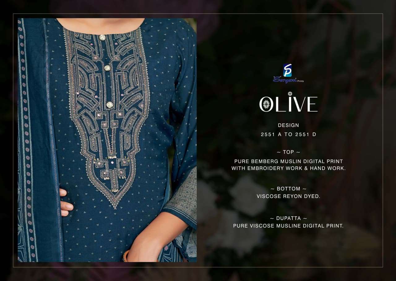 olive by sargam prints 2551 colors bemberg muslin wholesale salwar suit supplier surat