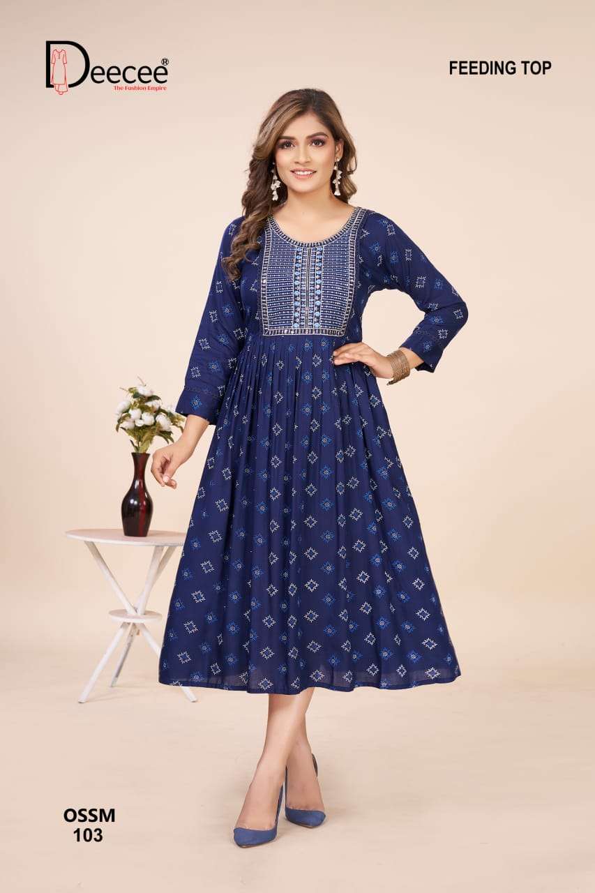 ossm by deecee colors latest designer casual wear readymade kurti exporter surat