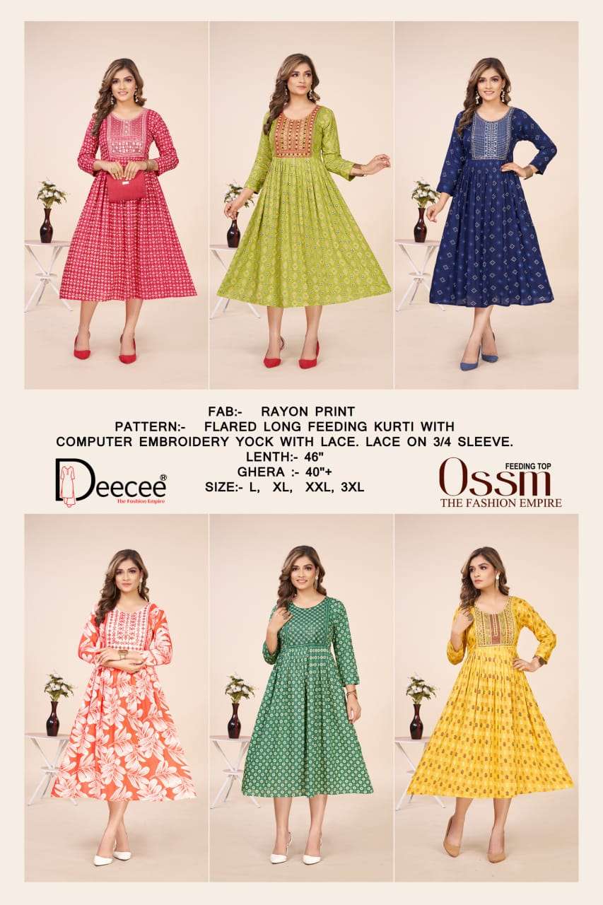 ossm by deecee colors latest designer casual wear readymade kurti exporter surat