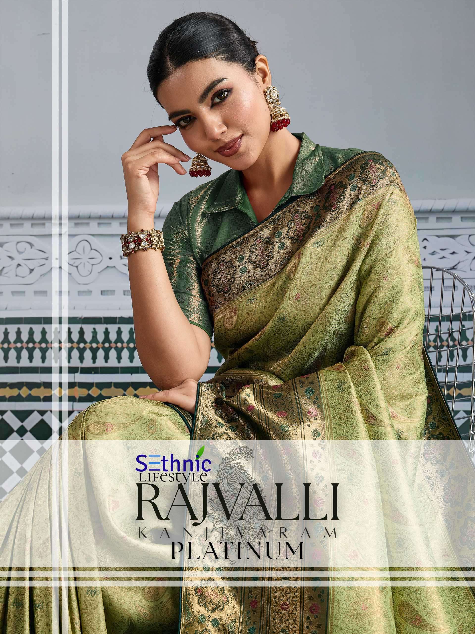 rajvalli platinum by sethnic lifestyle 76002 colors kanjivaram silk saree wholesale surat