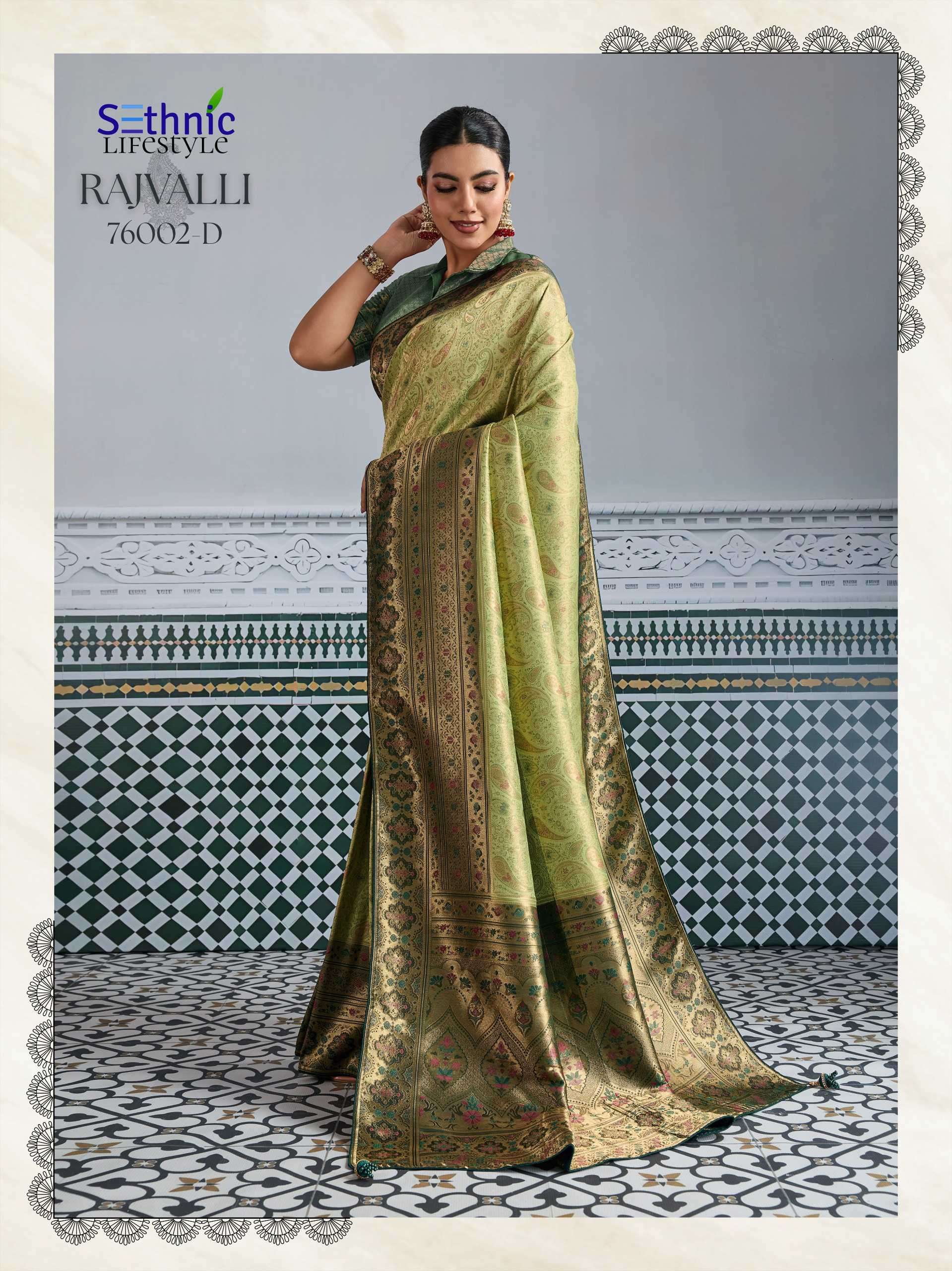 rajvalli platinum by sethnic lifestyle 76002 colors kanjivaram silk saree wholesale surat