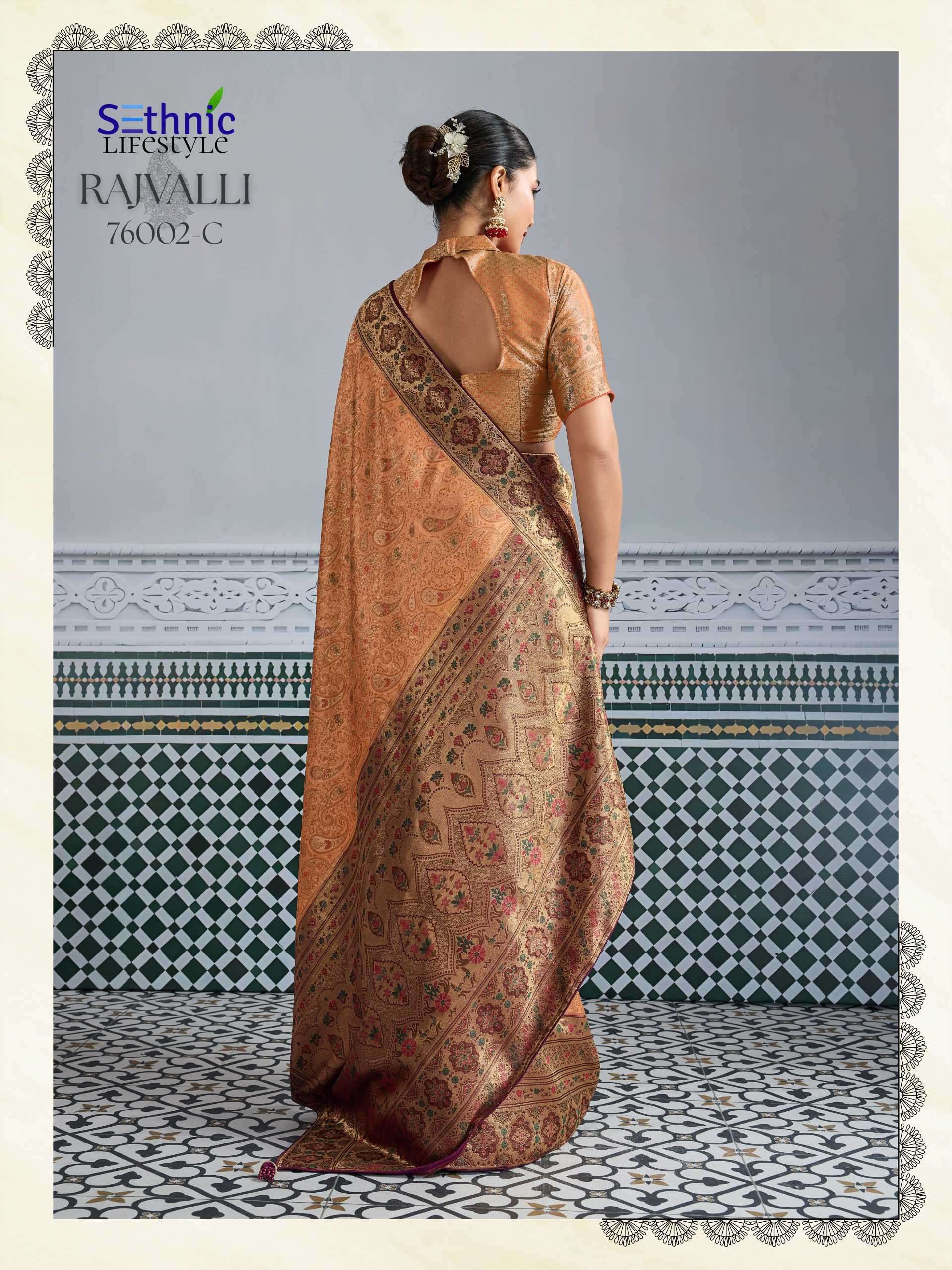 rajvalli platinum by sethnic lifestyle 76002 colors kanjivaram silk saree wholesale surat