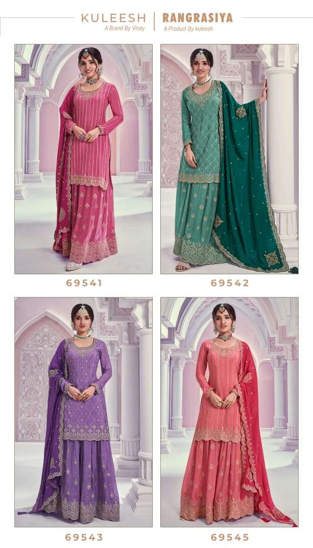 rangrasiya hitlist by vinay fashion kuleesh heavy embroidered chinnon dress material catalogue online wholesale surat 