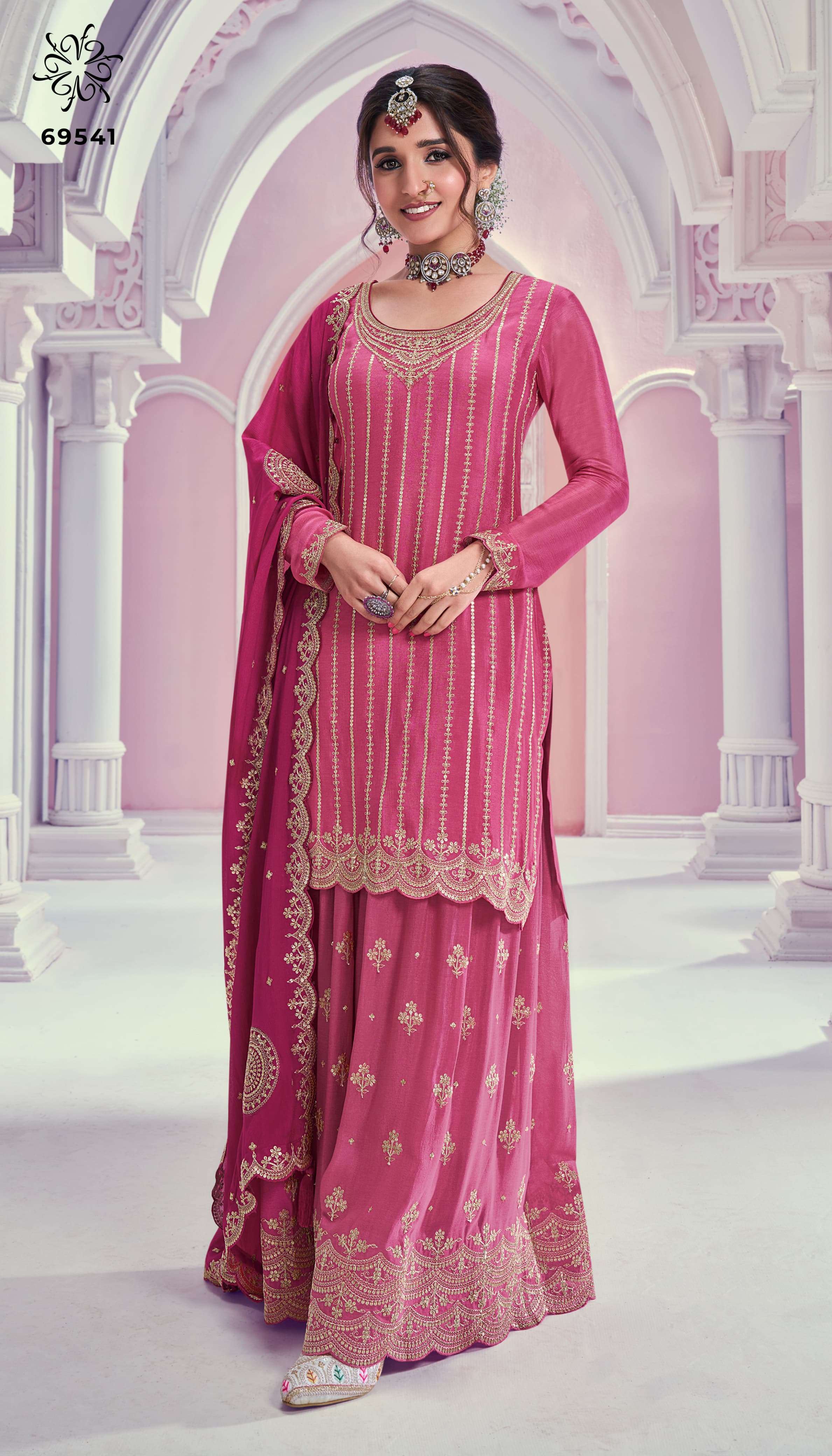 rangrasiya hitlist by vinay fashion kuleesh heavy embroidered chinnon dress material catalogue online wholesale surat 