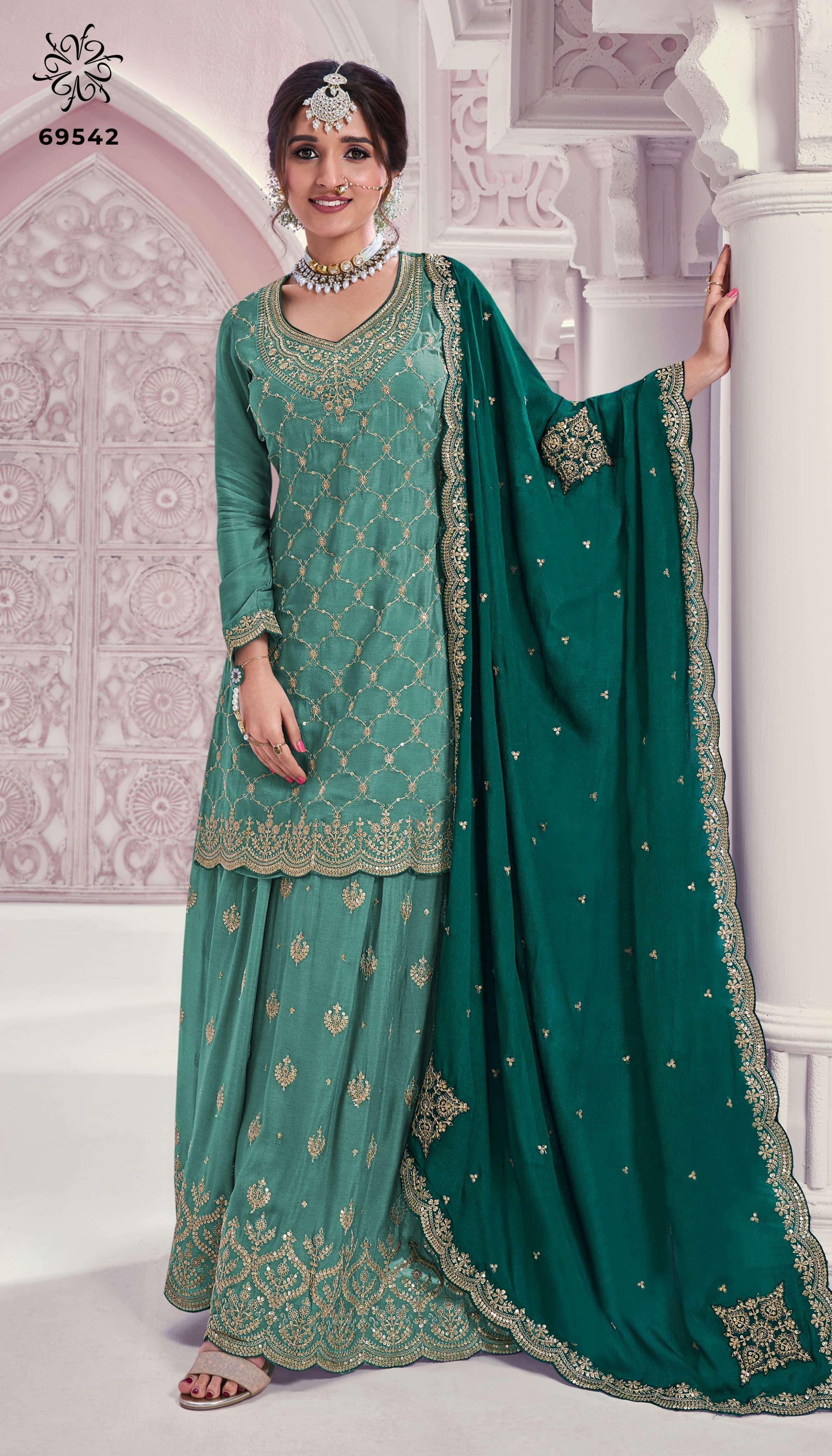 rangrasiya hitlist by vinay fashion kuleesh heavy embroidered chinnon dress material catalogue online wholesale surat 