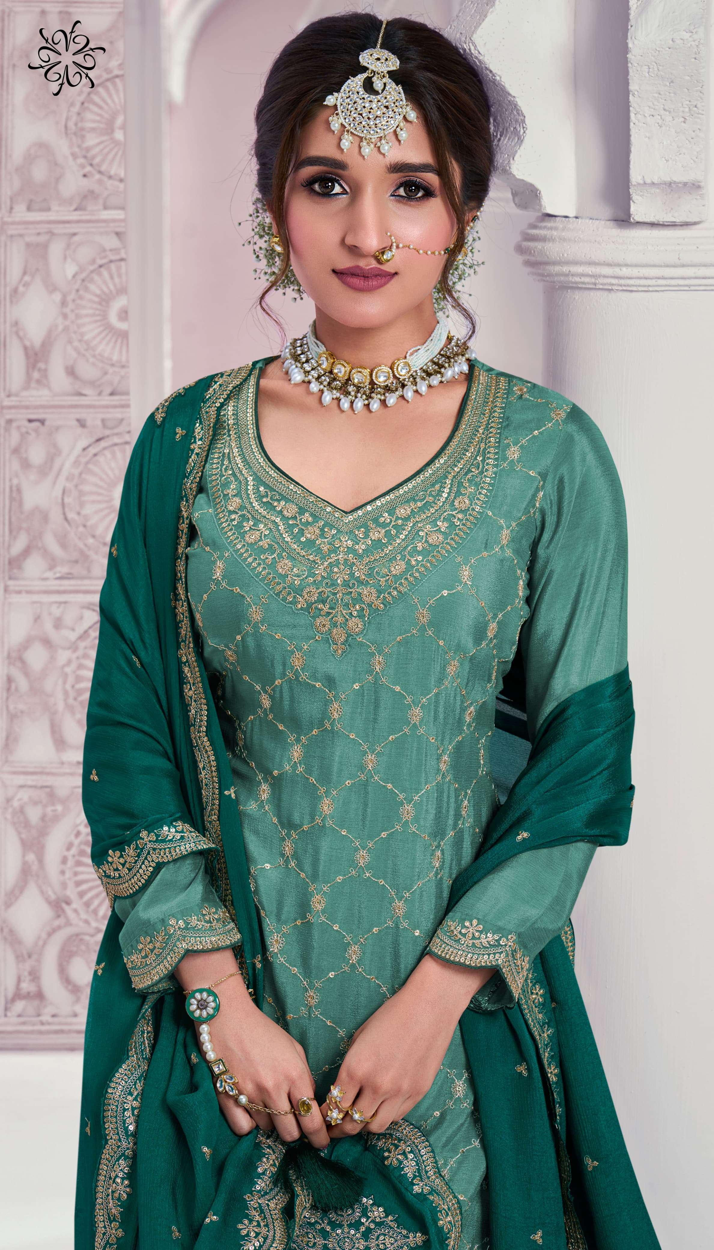 rangrasiya hitlist by vinay fashion kuleesh heavy embroidered chinnon dress material catalogue online wholesale surat 