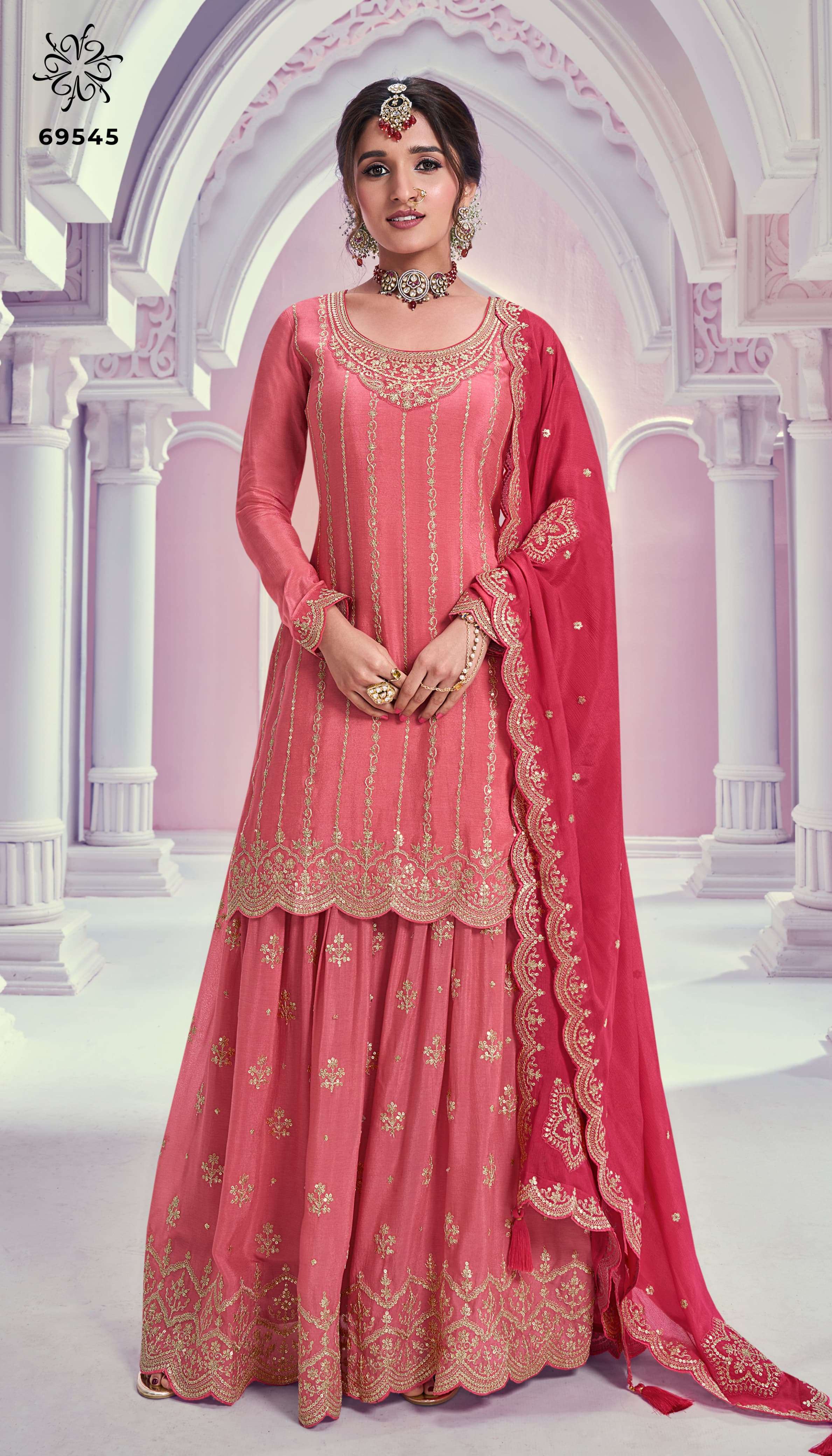 rangrasiya hitlist by vinay fashion kuleesh heavy embroidered chinnon dress material catalogue online wholesale surat 