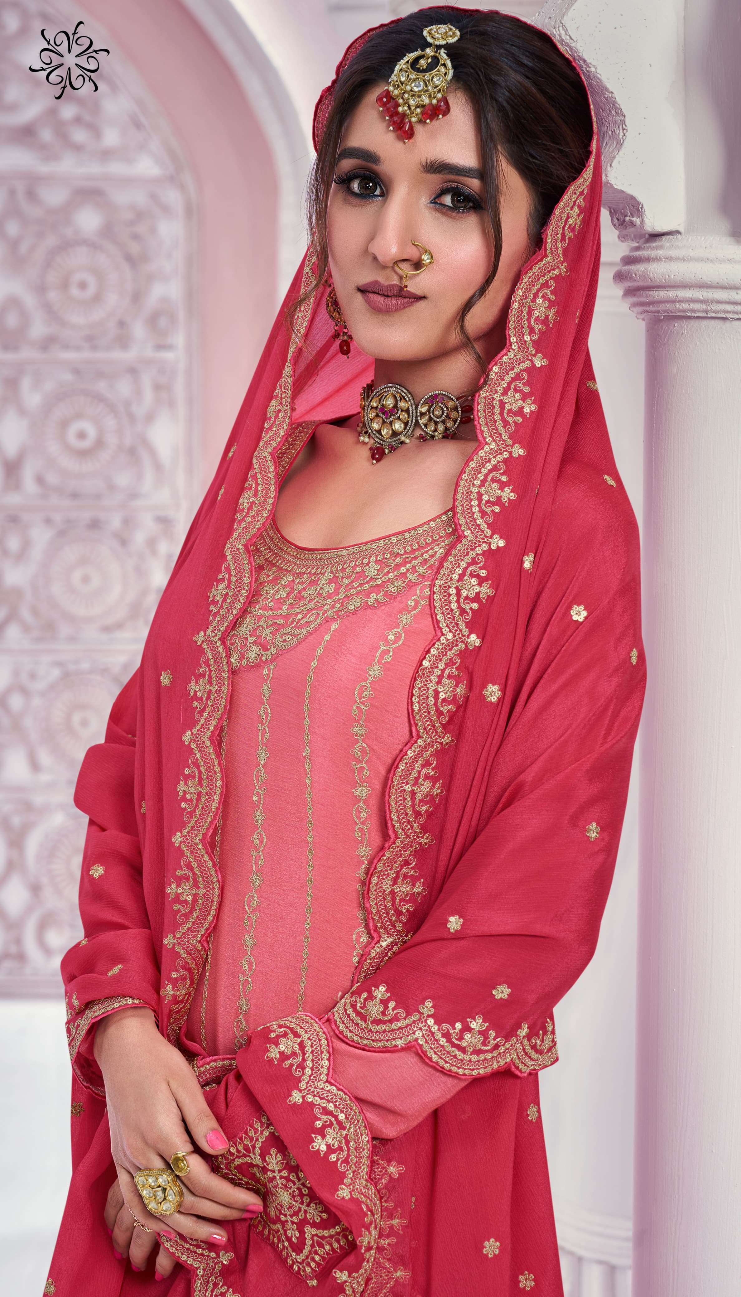 rangrasiya hitlist by vinay fashion kuleesh heavy embroidered chinnon dress material catalogue online wholesale surat 