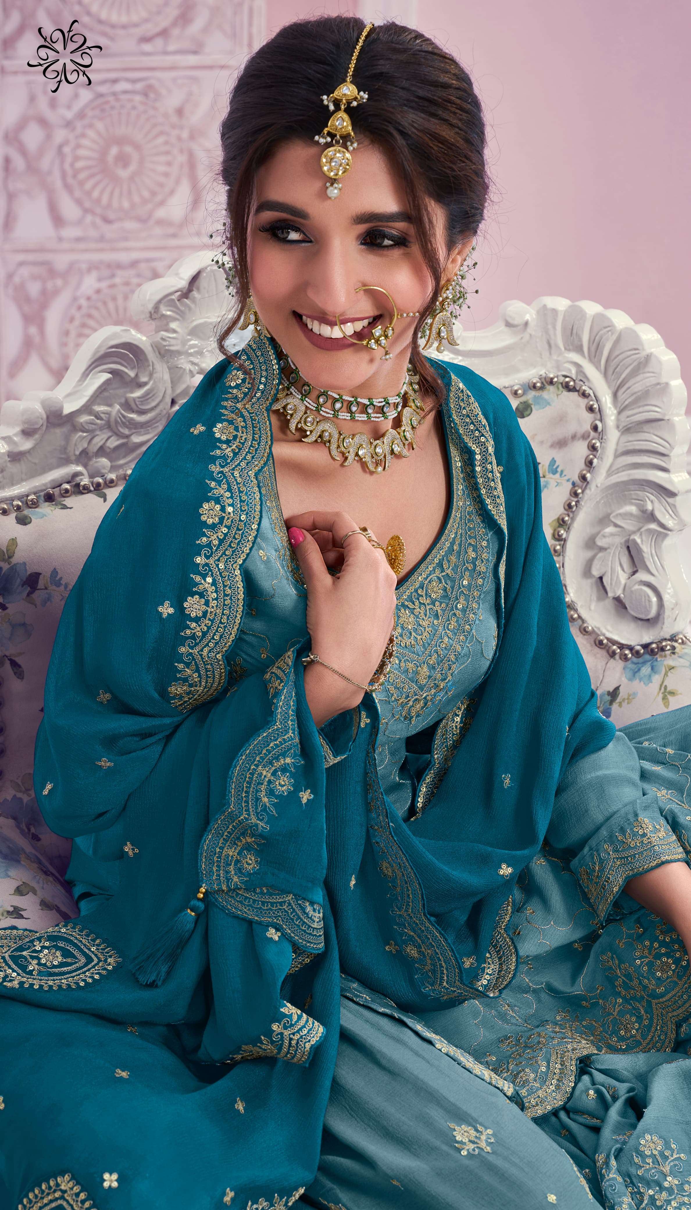 rangrasiya hitlist by vinay fashion kuleesh heavy embroidered chinnon dress material catalogue online wholesale surat 