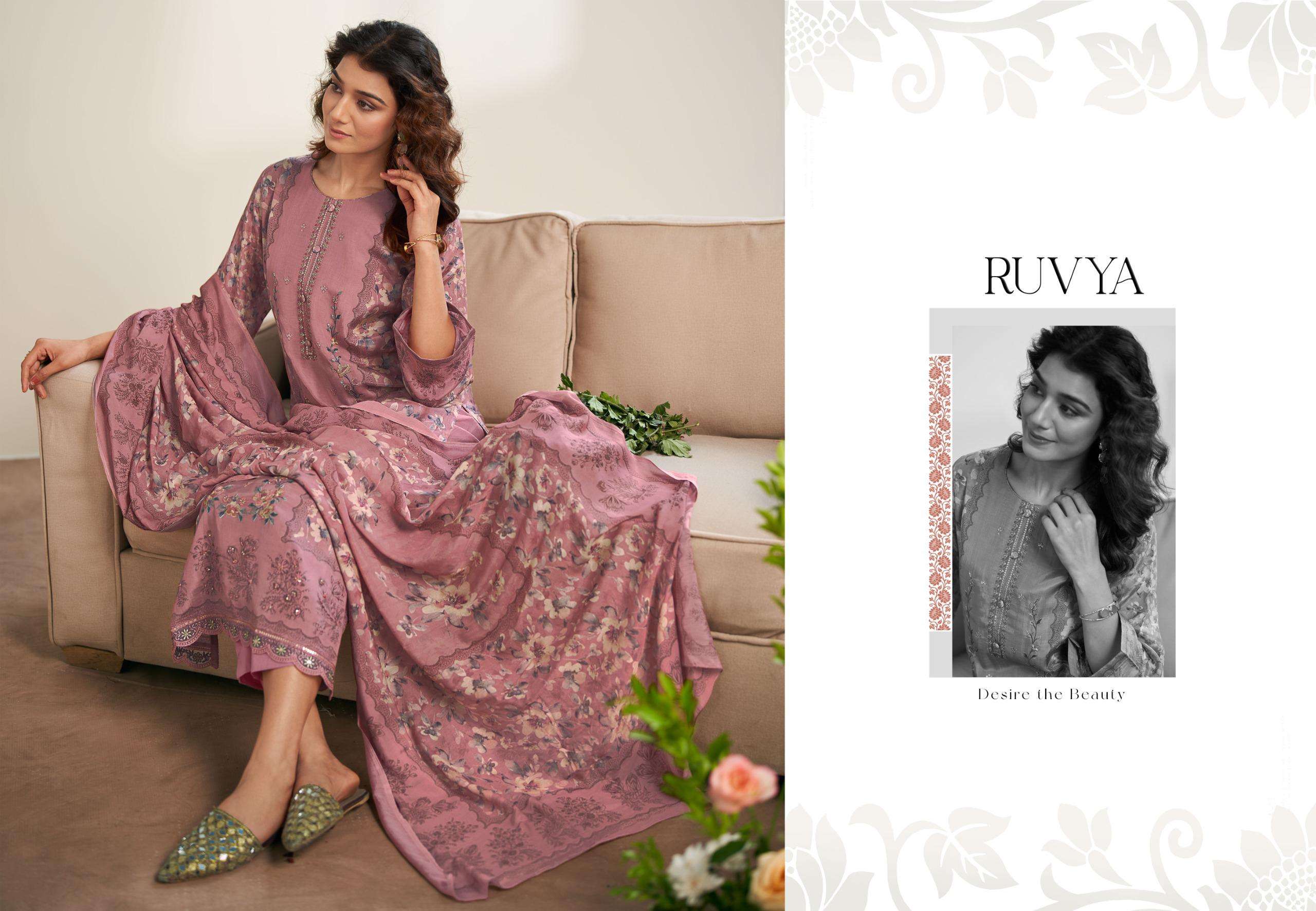 ruvya by glossy 8204 colors viscose muslin salwar kameez wholesale price surat
