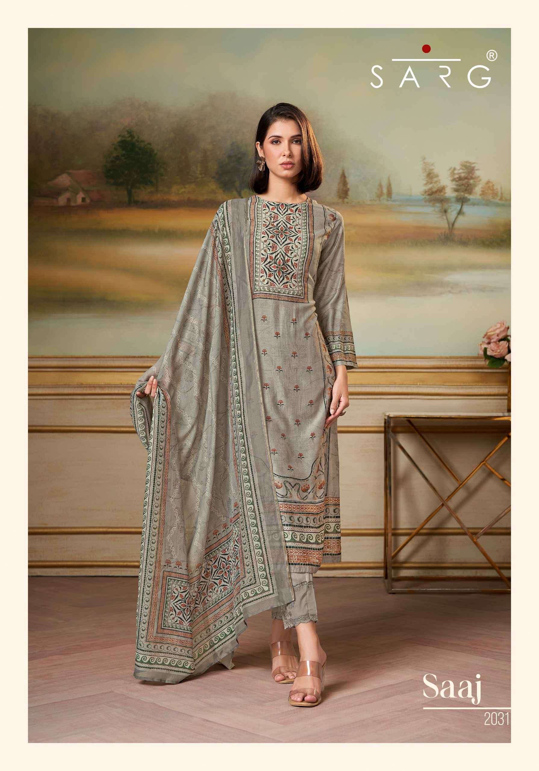 saaj by sarg colors digital printed muslin suit wholesaler surat