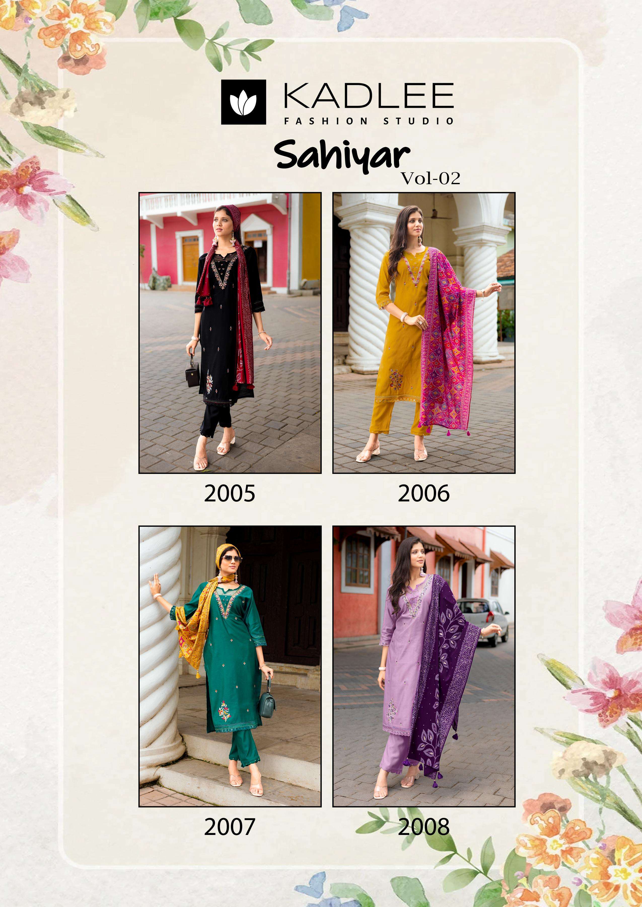 sahiyar vol-2 by kadlee colors exclusive designer party wear 3 pic pair collection wholesaler surat