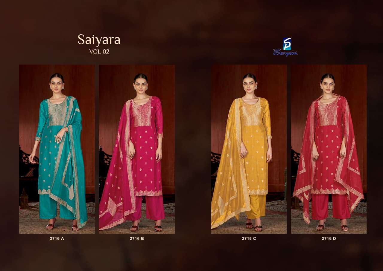 saiyara vol-2 by sargam prints 2716 colors banglory silk designer salwar kameez wholesale price surat