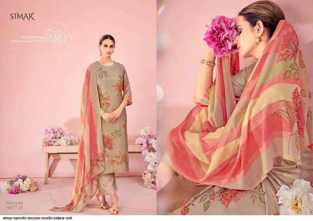 simar navrohi 9077 colors viscosemuslin digital printed suit wholesale price surat