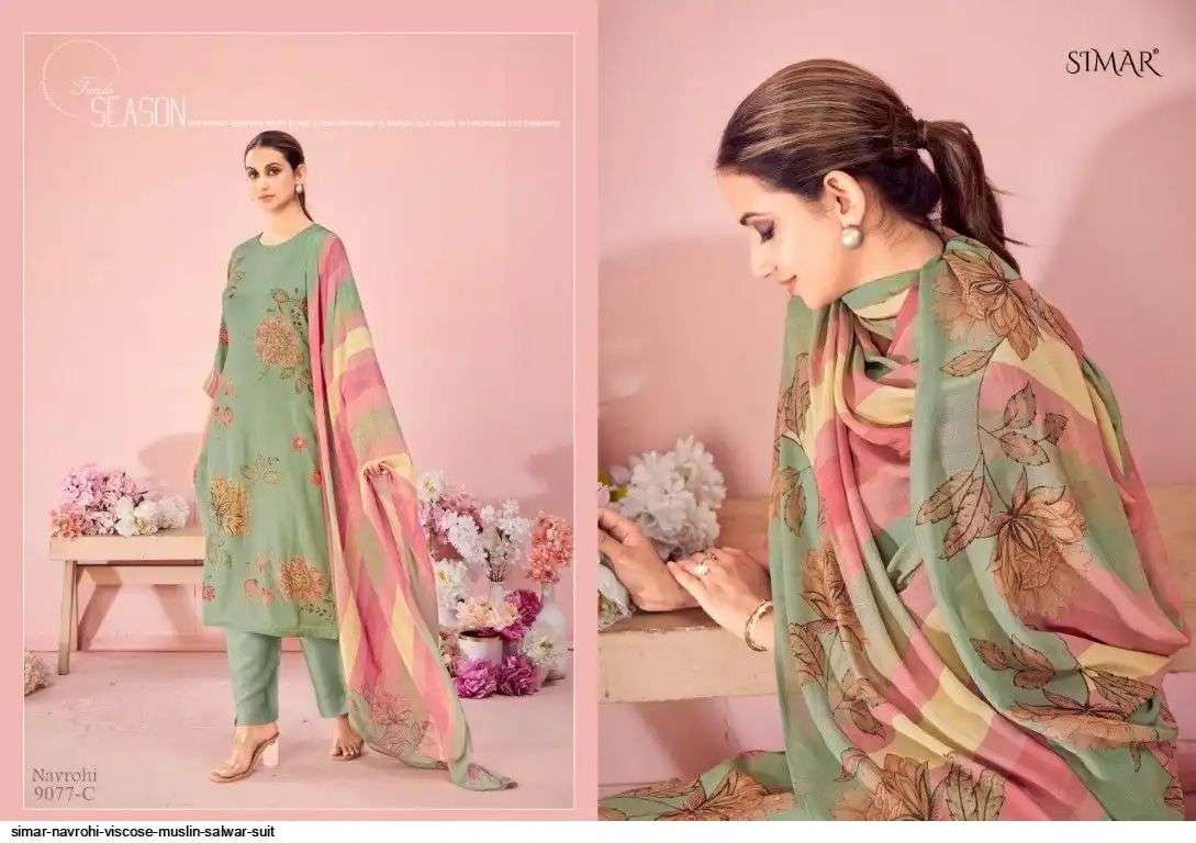 simar navrohi 9077 colors viscosemuslin digital printed suit wholesale price surat