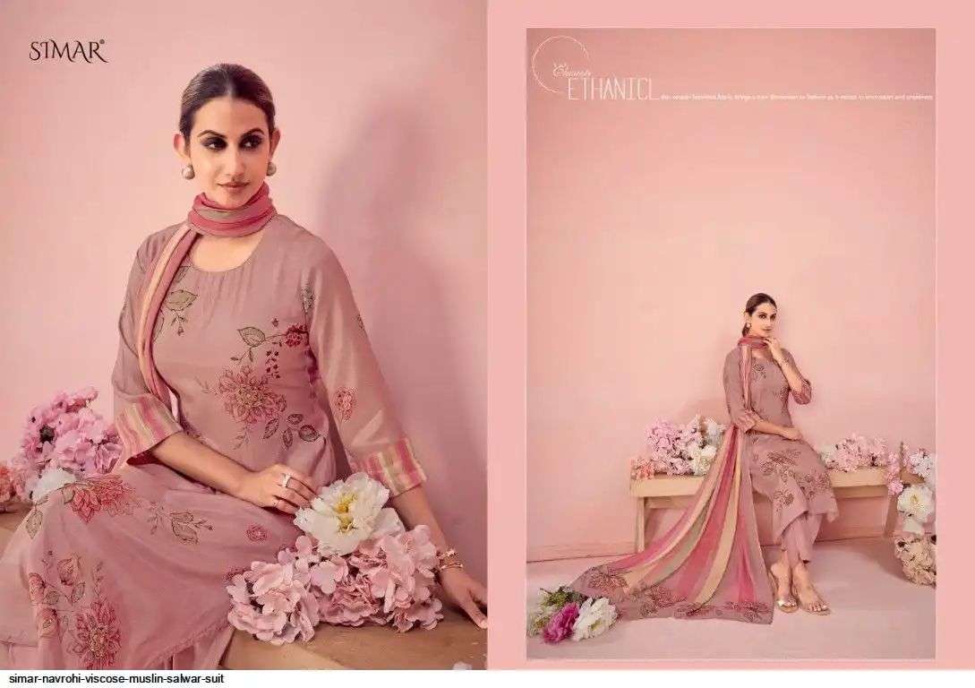 simar navrohi 9077 colors viscosemuslin digital printed suit wholesale price surat