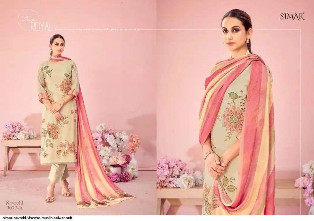 simar navrohi 9077 colors viscosemuslin digital printed suit wholesale price surat