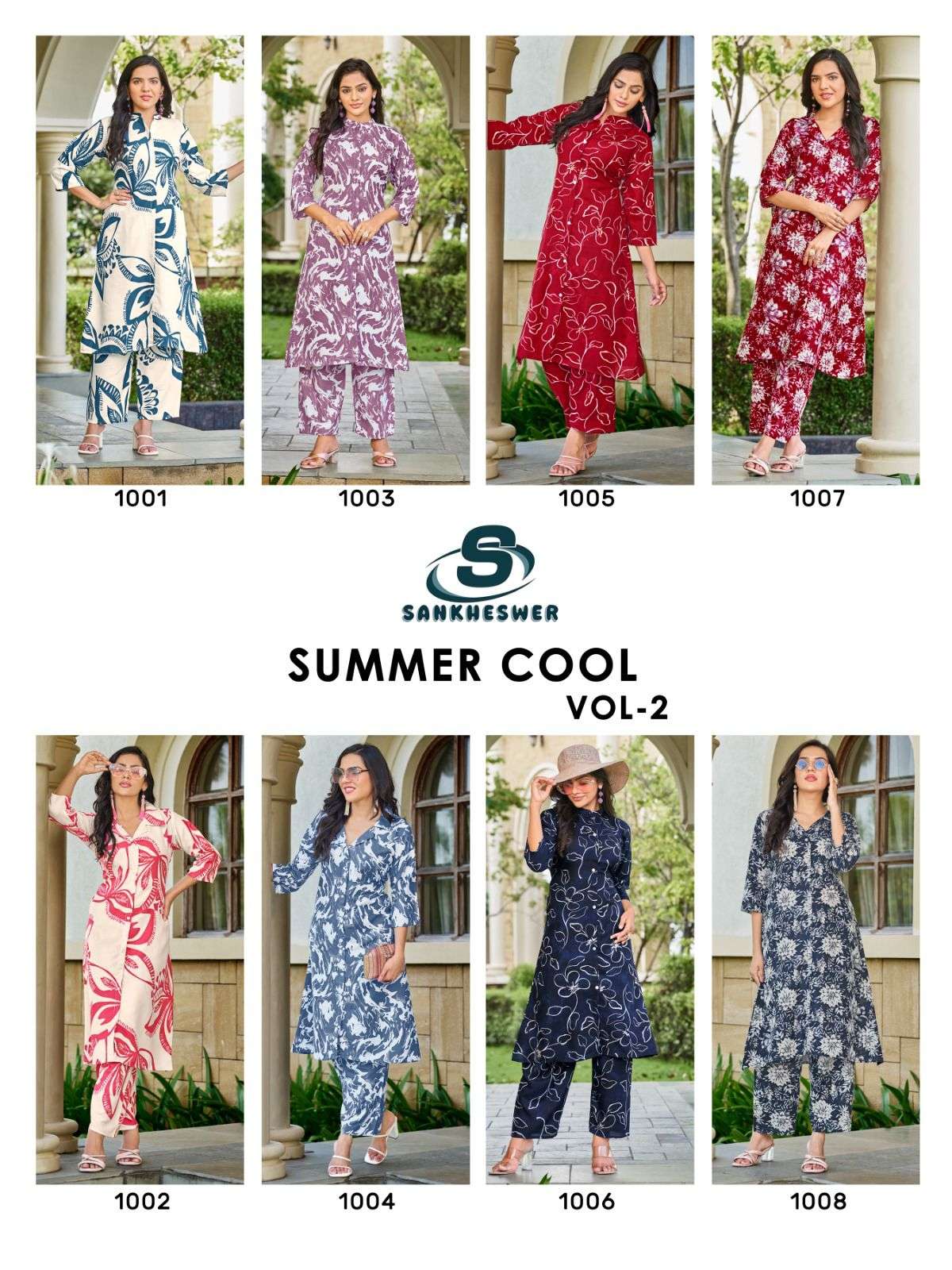 summer cool vol-2 by sankheshwer latest designer rayon printed readymade cord set supplier 