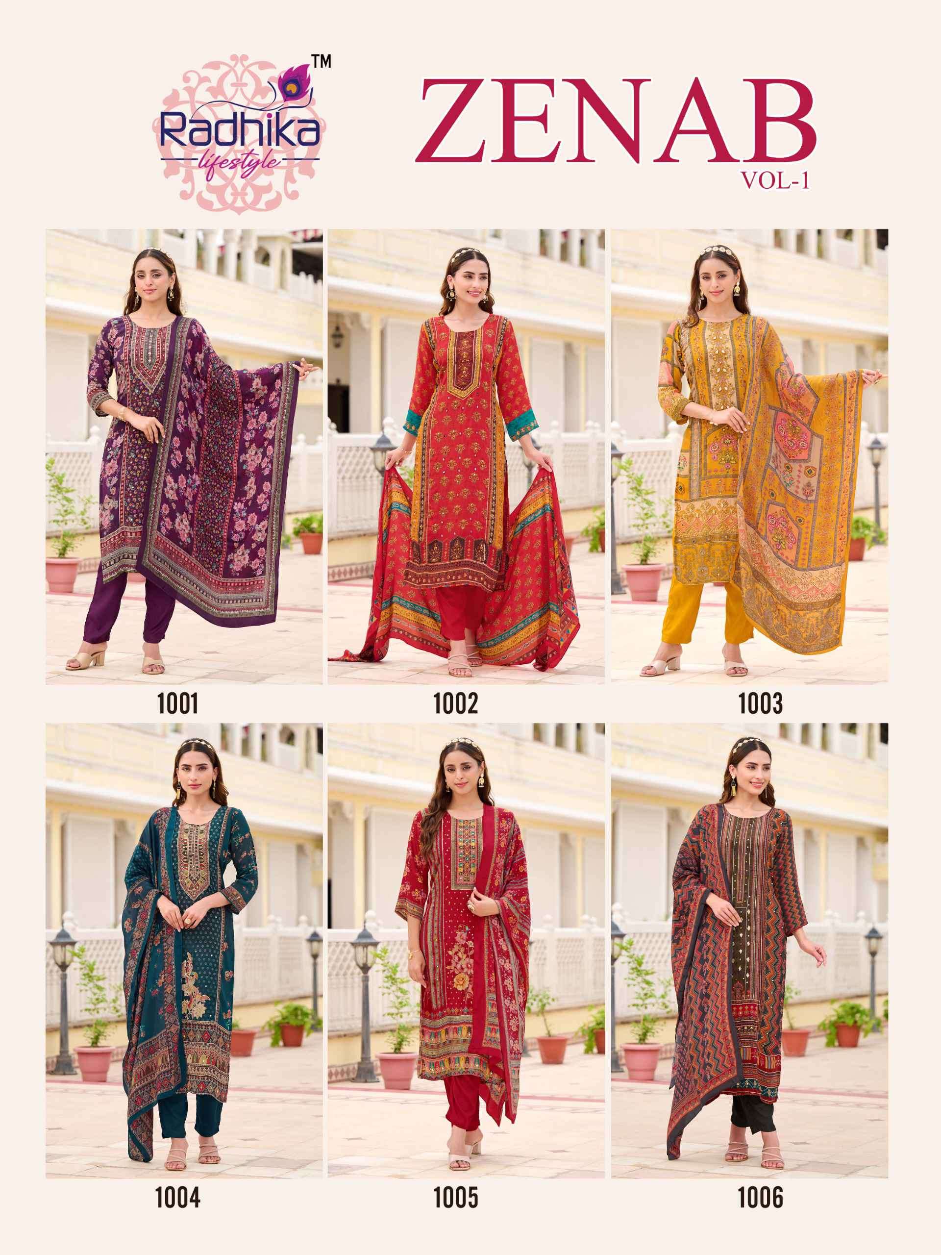zenab vol-1 by radhika lifestyle colors exclusive designer readymade kurti wholesaler surat