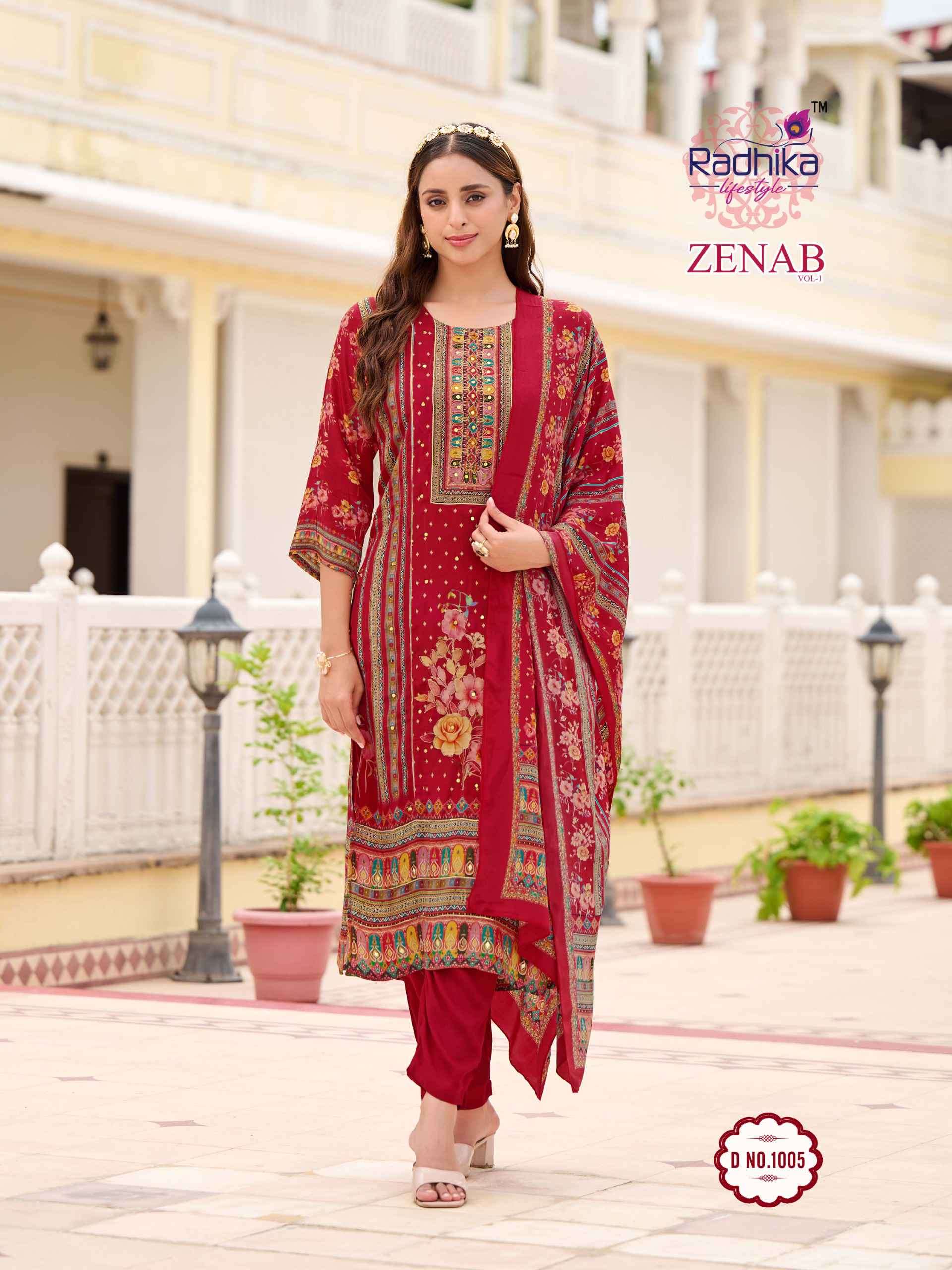 zenab vol-1 by radhika lifestyle colors exclusive designer readymade kurti wholesaler surat