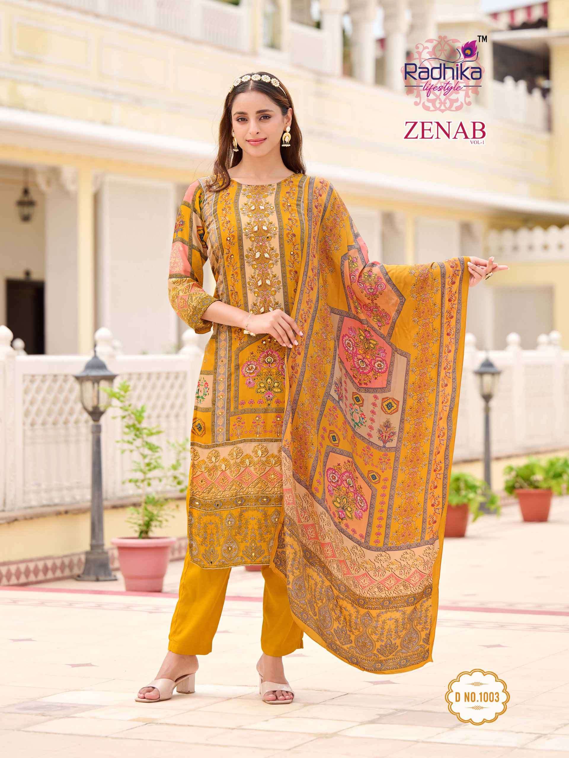 zenab vol-1 by radhika lifestyle colors exclusive designer readymade kurti wholesaler surat
