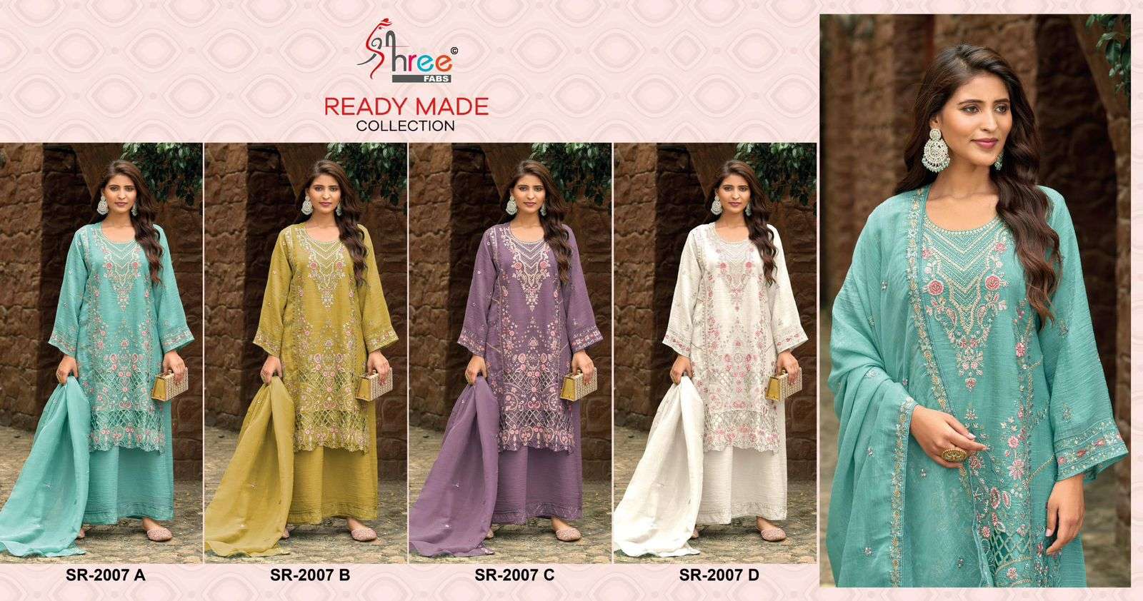 2007 by shree fabs colors fancy work designer readymade plazo suit wholesale price surat