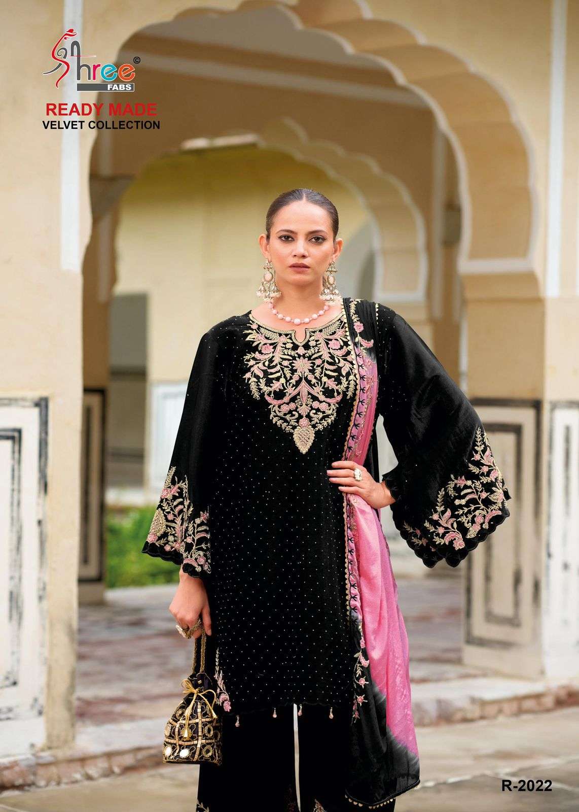 2022 by shree fabs colors fancy work designer velvet readymade salwar kameez wholesale price surat