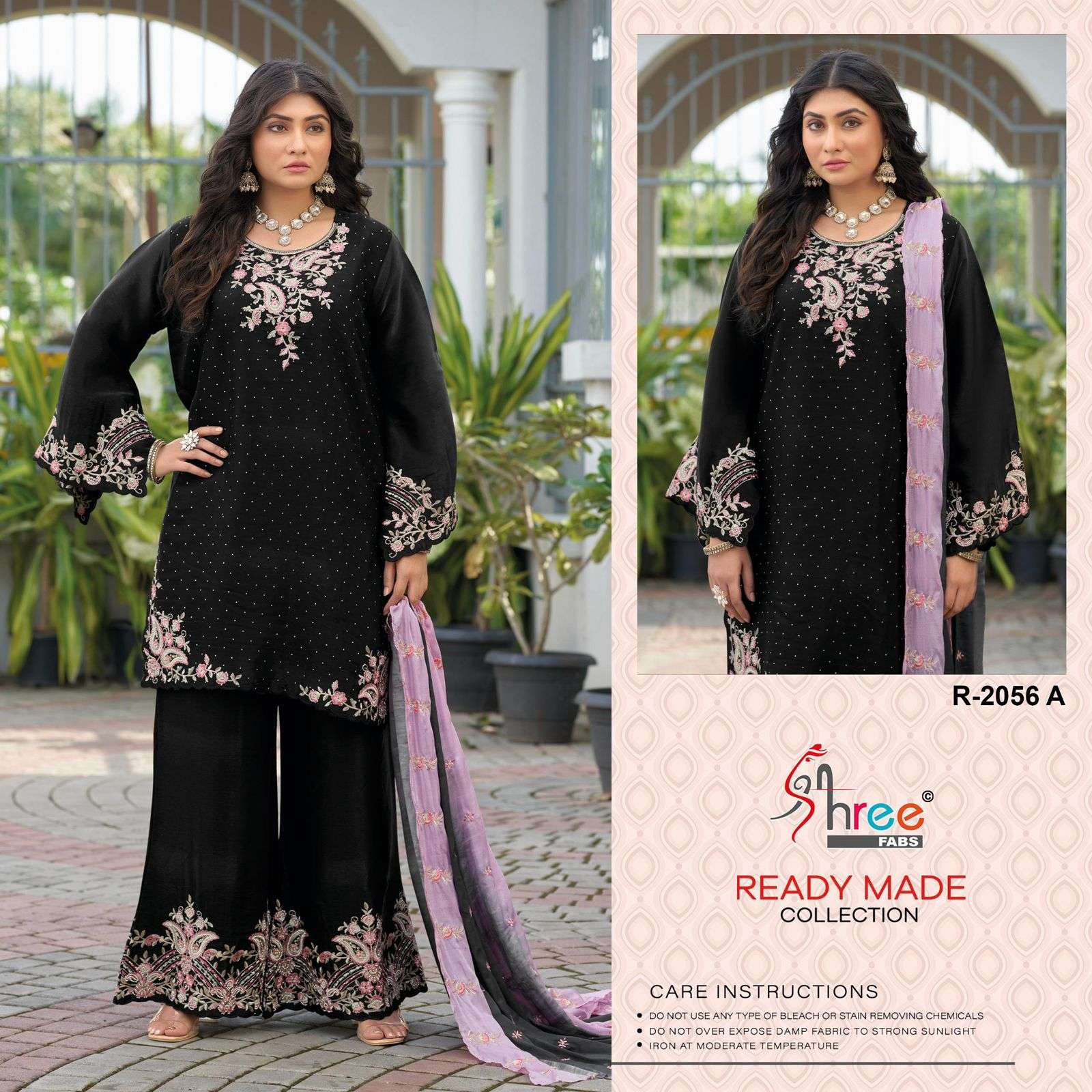 2056 by shree fabs colors satin silk designer readymade plazo suit wholesale price surat