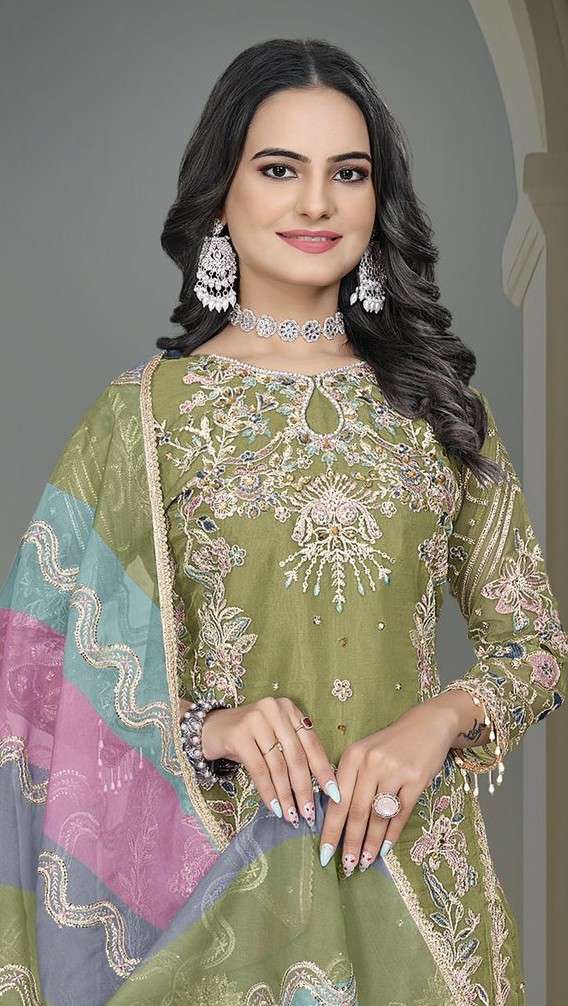 288  by iznik colors organza with fancy embroidered suit wholesale price surat