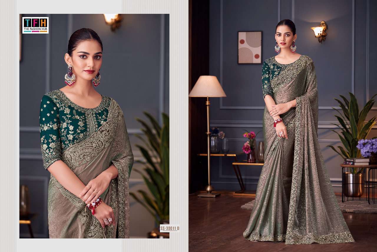 30011 by tfh colors latest designer silk saree wholesale price surat